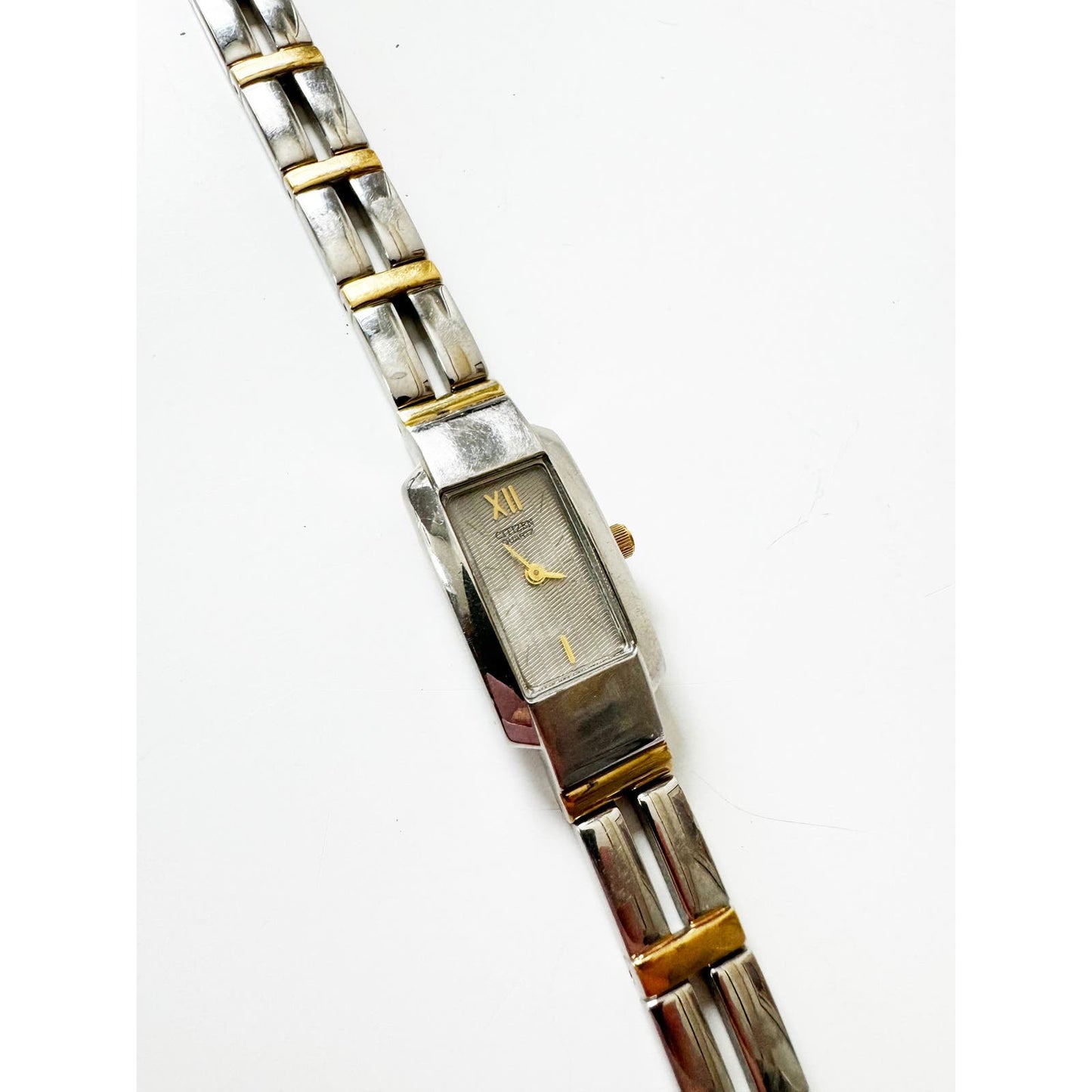 Vintage Two Tone Watch with Rectangular Face