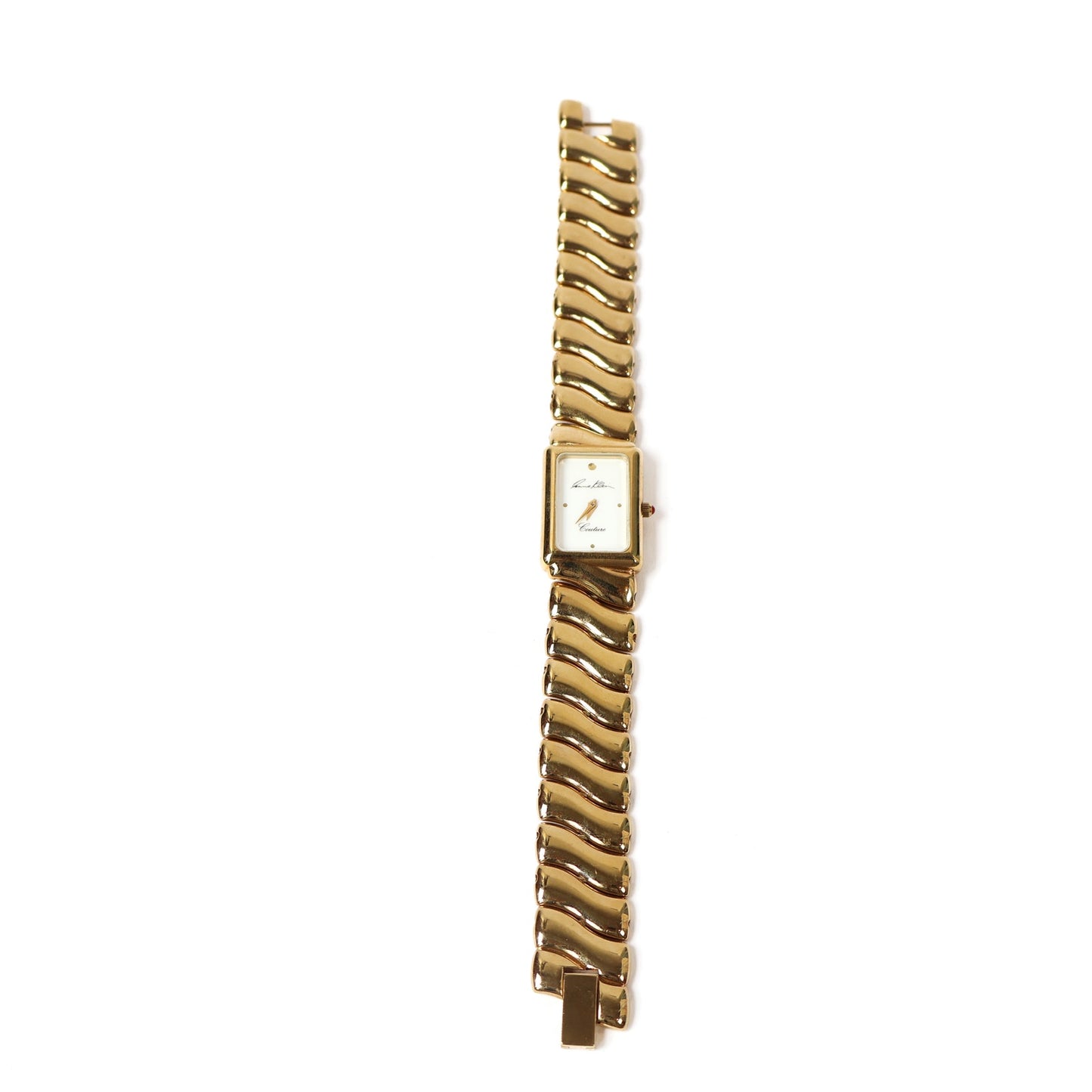 Vintage Gold Watch with White Rectangle Face | ANNE KLEIN COUTURE
