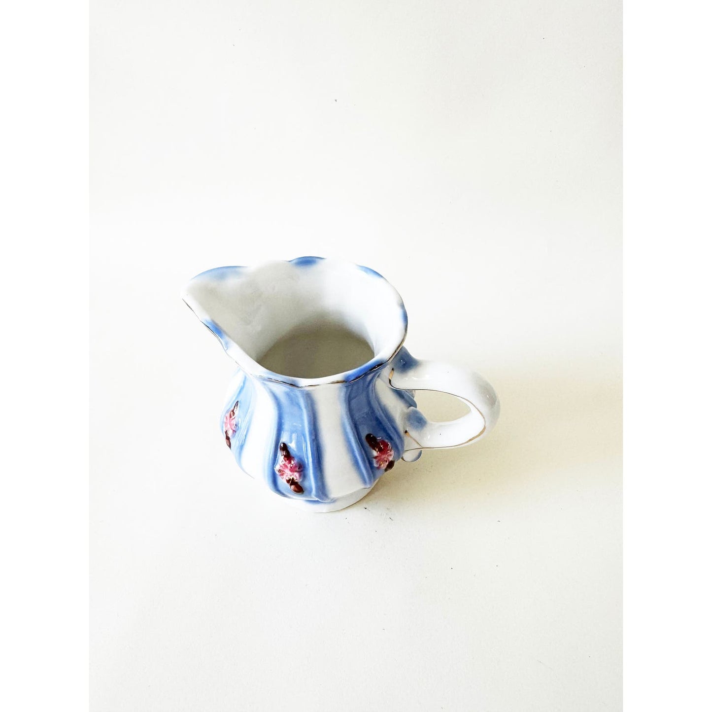 Vintage Mini Blue and White Flower Cream Pitcher