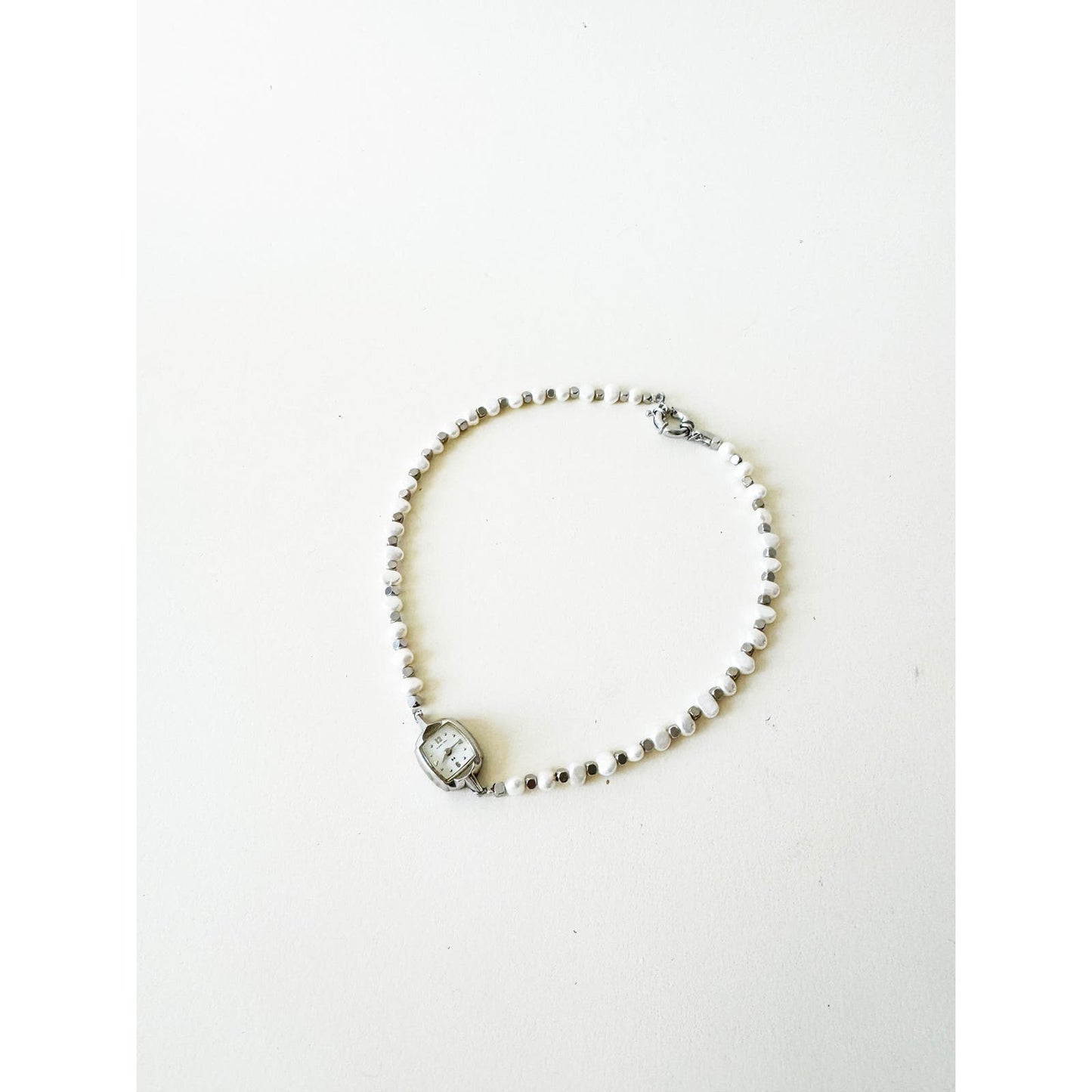 Watch Necklace | Vintage One of a Kind Pearl Watch Choker 10K White Gold Face