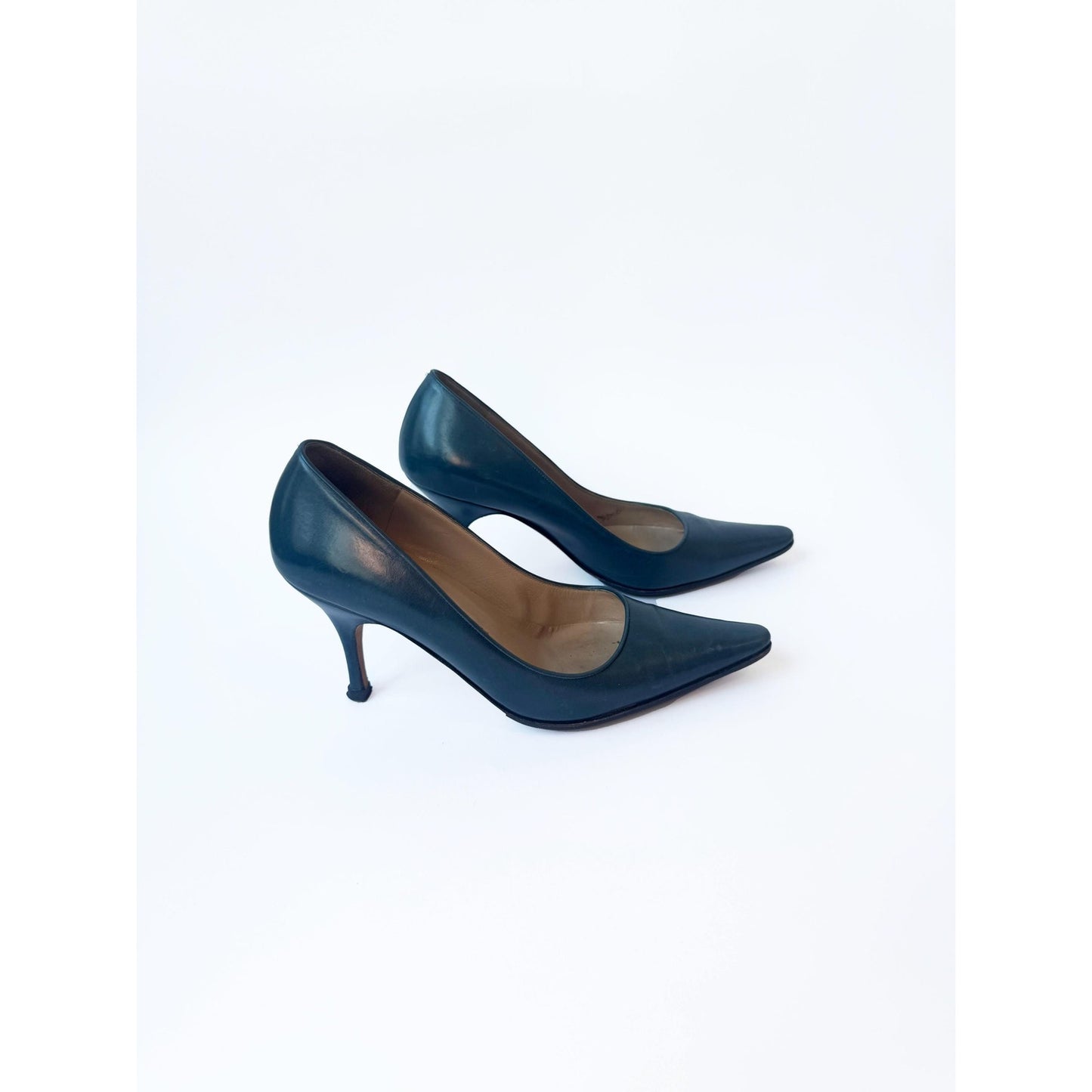 Vintage Slate Blue Leather Manolo Blahnik Heels | EU 36