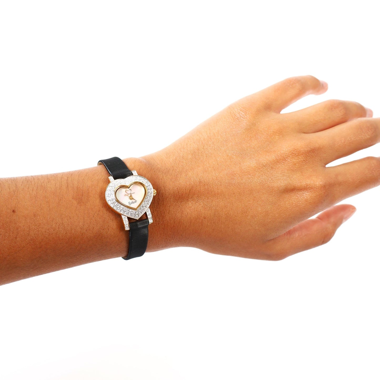 Vintage Leather Watch with Mother of Pearl Heart Shaped Face | SULTON