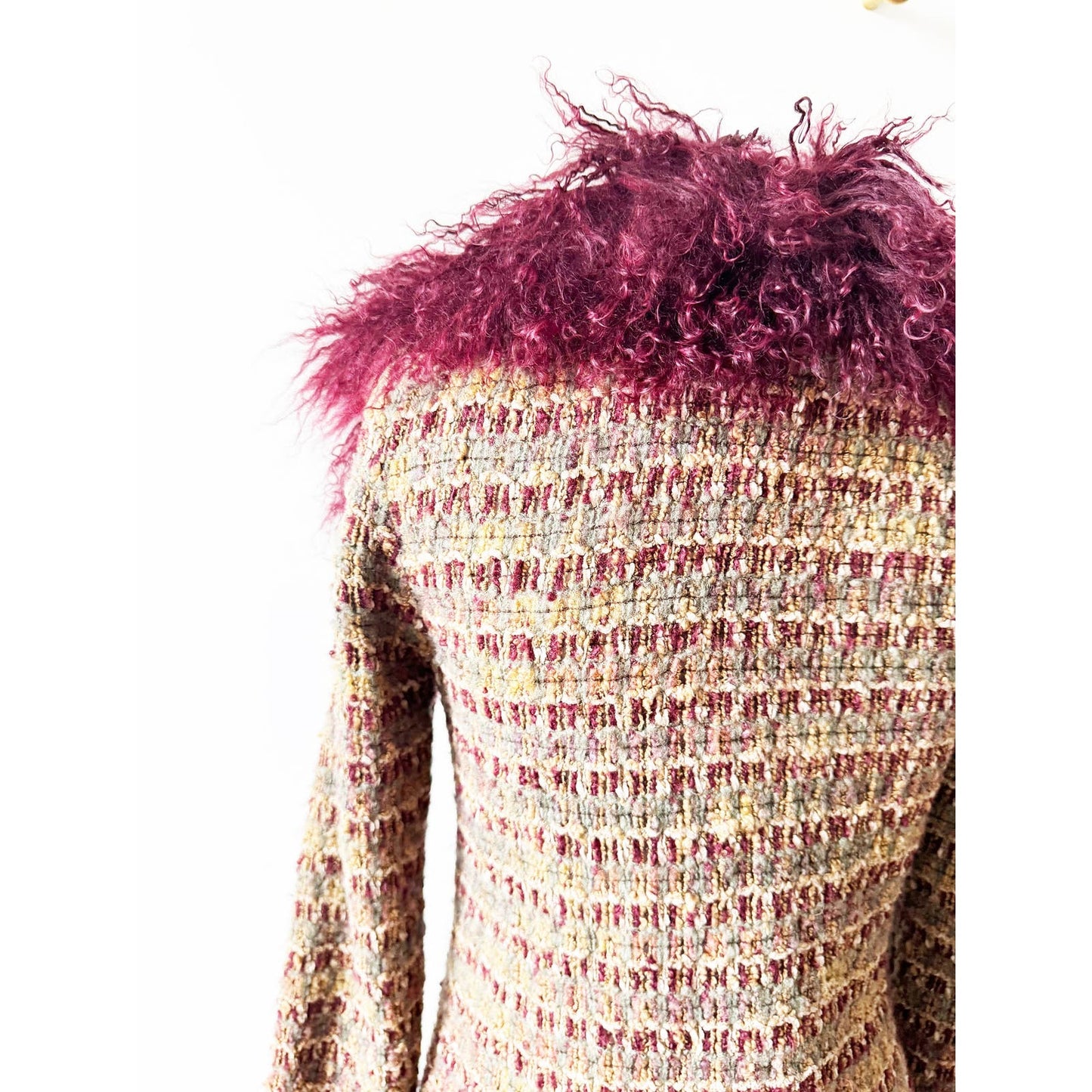 Y2k ANNA SUI Knit Jacket with Mongolian Fur | Size US 4