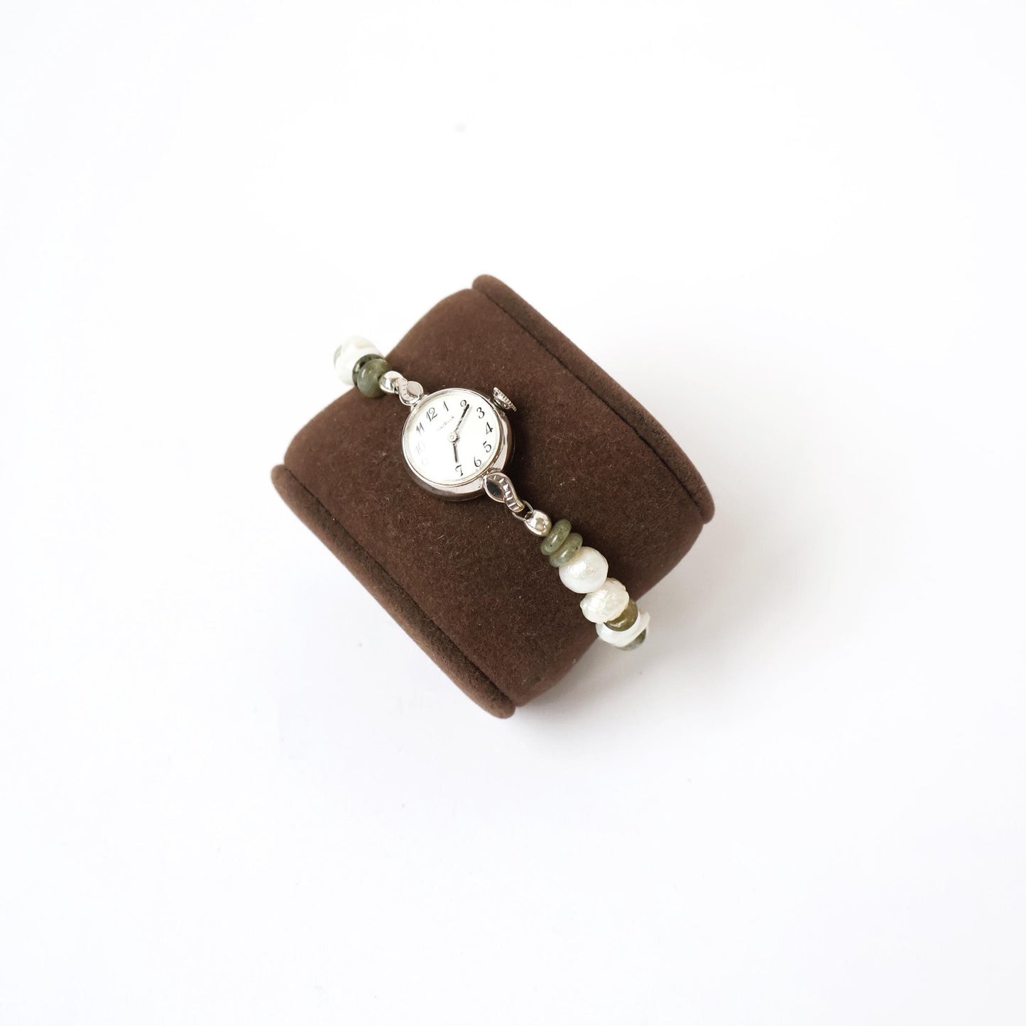 Reworked Labradorite and Freshwater Pearl Bracelet with Vintage Watch Face (Nonworking) | CARAVELLE