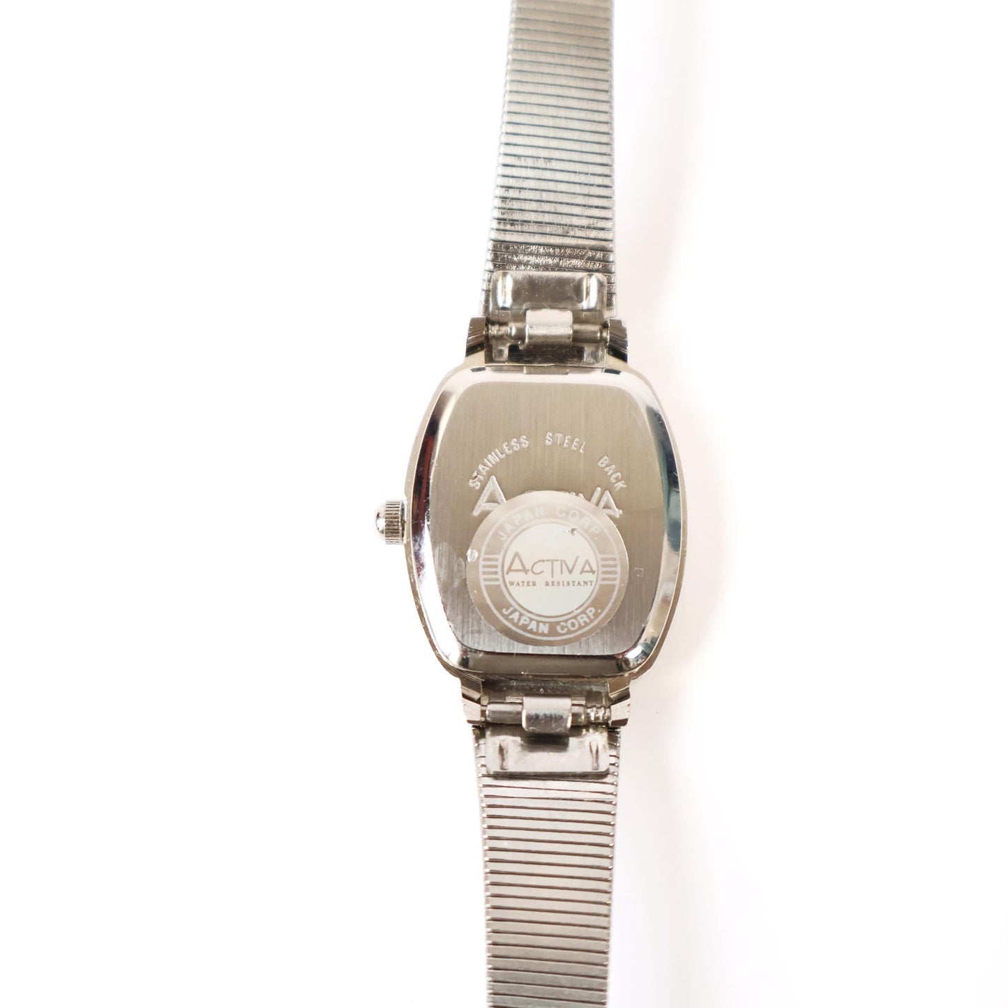 Vintage Silver Watch with Black "Rectangle" Face | ACTIVA