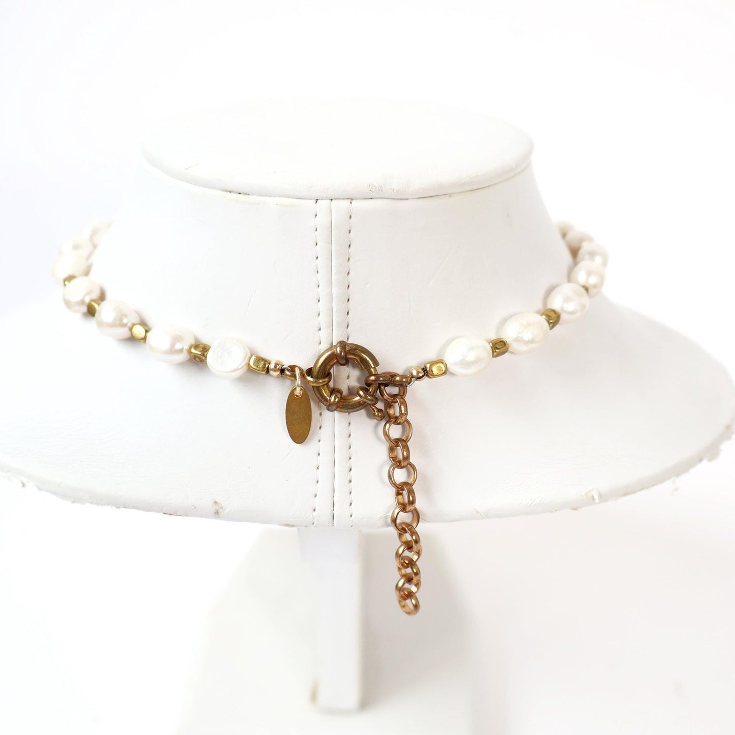 Reworked Gold and Pearl Choker Necklace with Vintage Watch Face (Nonworking) | BENRUS