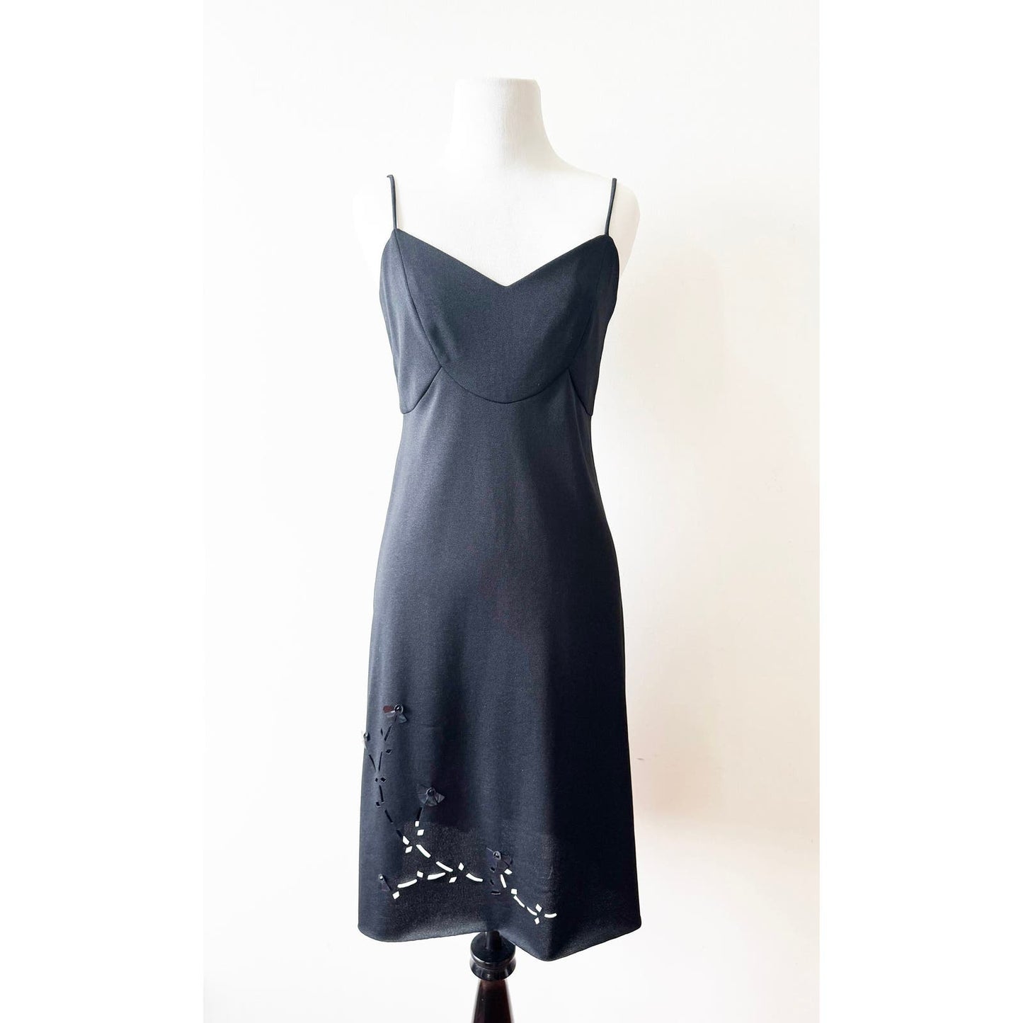 Y2k ANNA SUI Classic Black Dress with Flower Cut Details | Size 2