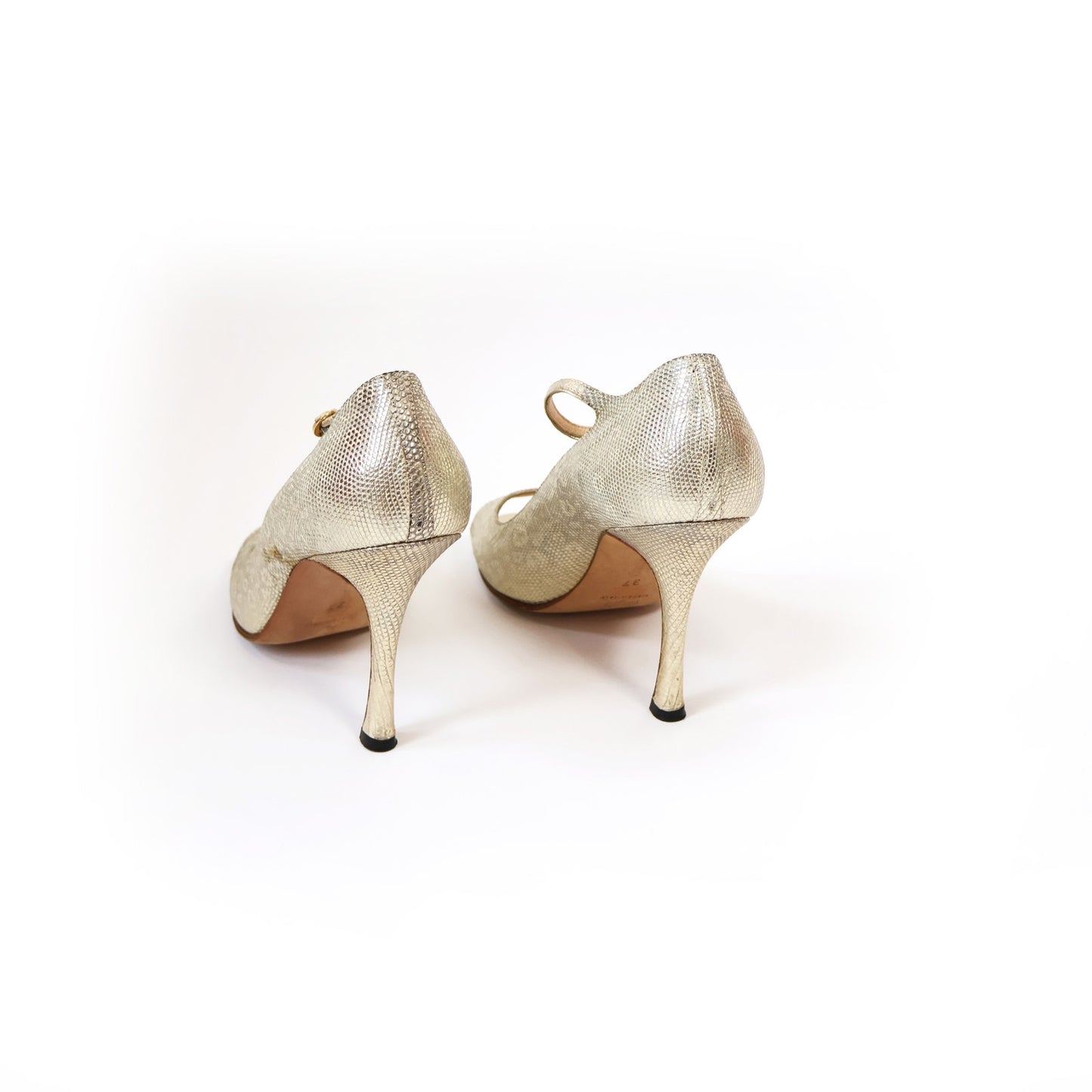 Vintage Gold Textured Leather Manolo Blahnik Heels | EU 37