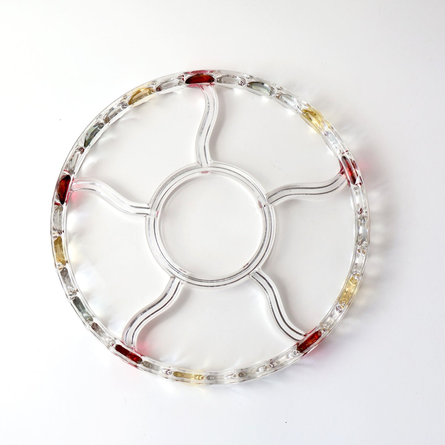 Vintage Dotted Edge Glass Platter w/ Divisions