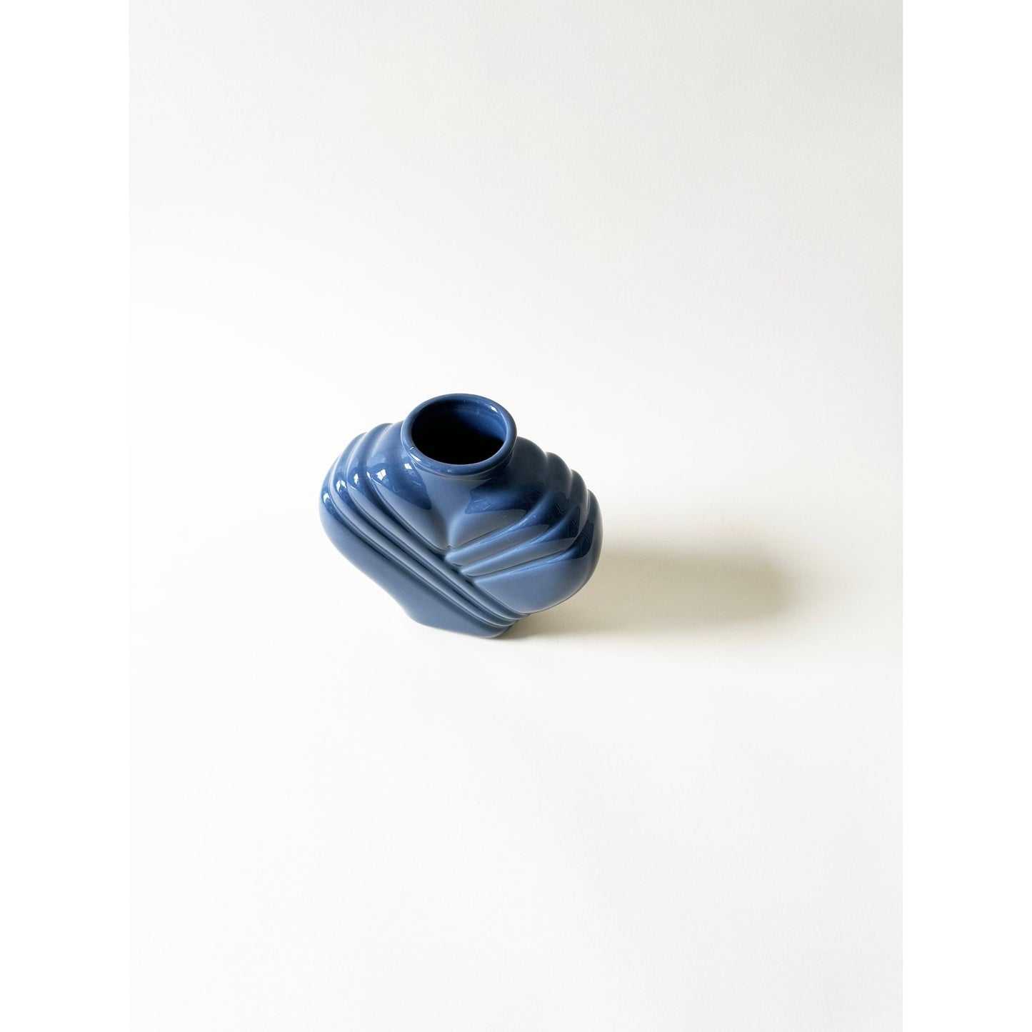 Vintage Blue Modern 80s Small Vase