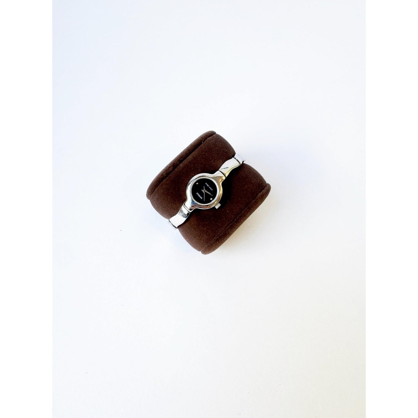 Vintage Silver Watch with Black Circular Face l NINE WEST