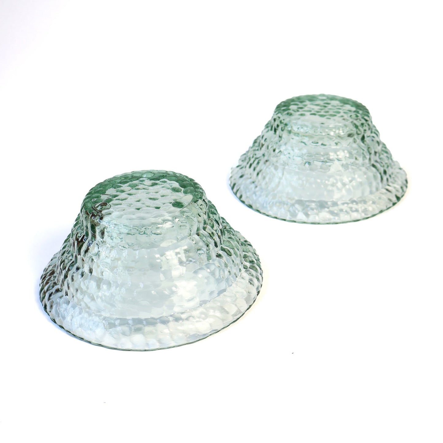 Vintage Textural Aqua Glass Bowls - Set of Two