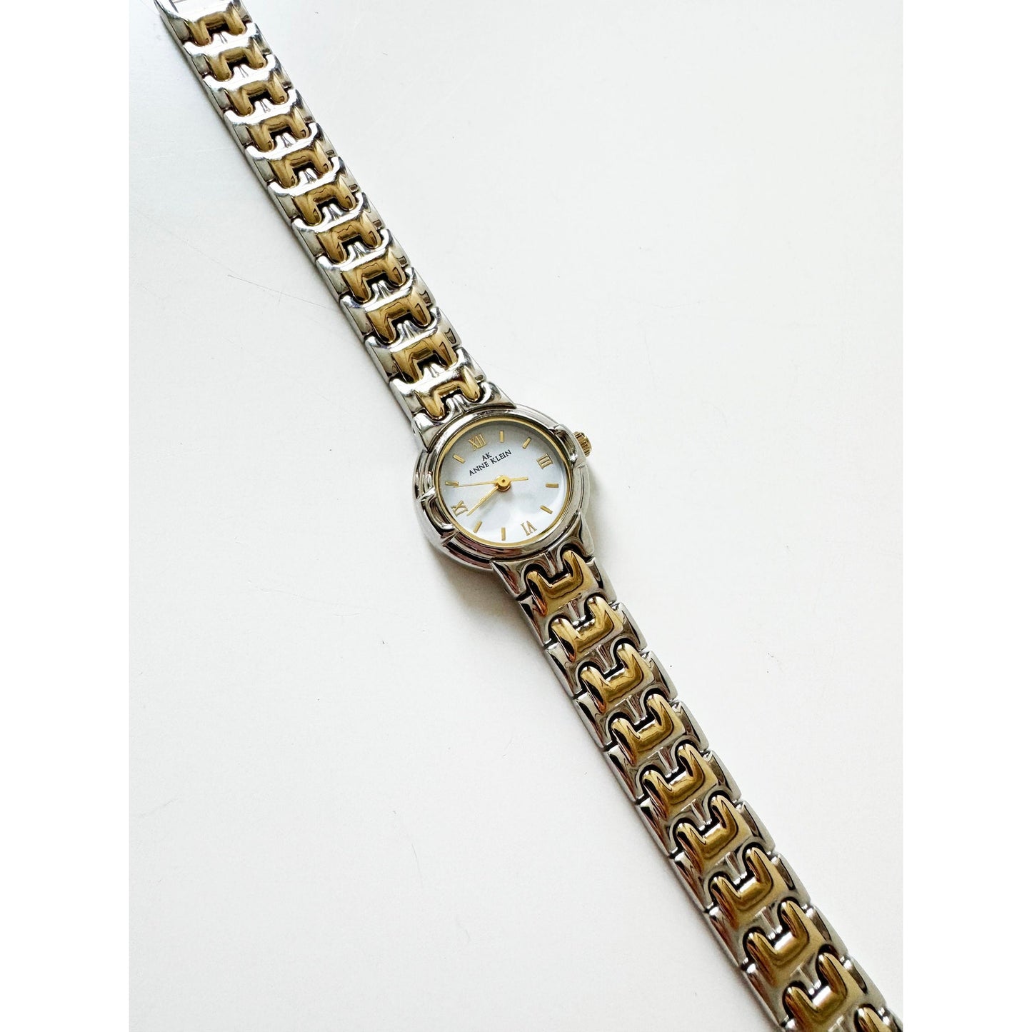 Vintage Two Tone Watch with Circular Face l Anne Klein
