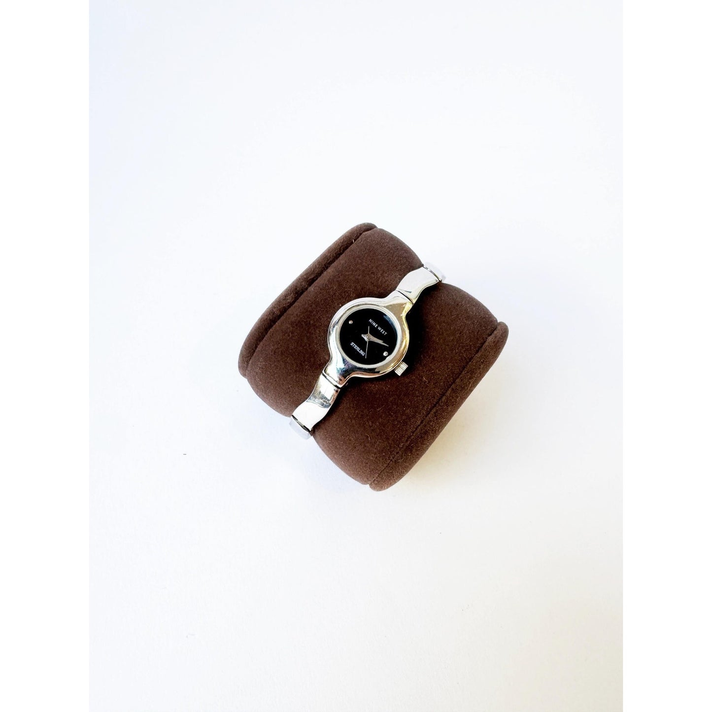 Vintage Silver Watch with Black Circular Face l NINE WEST