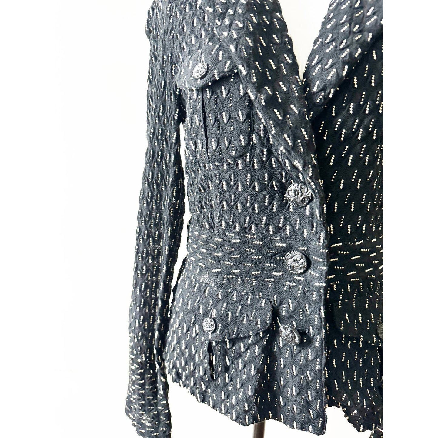 Y2k ANNA SUI Black Knit Blazer with White Details | Size US 4