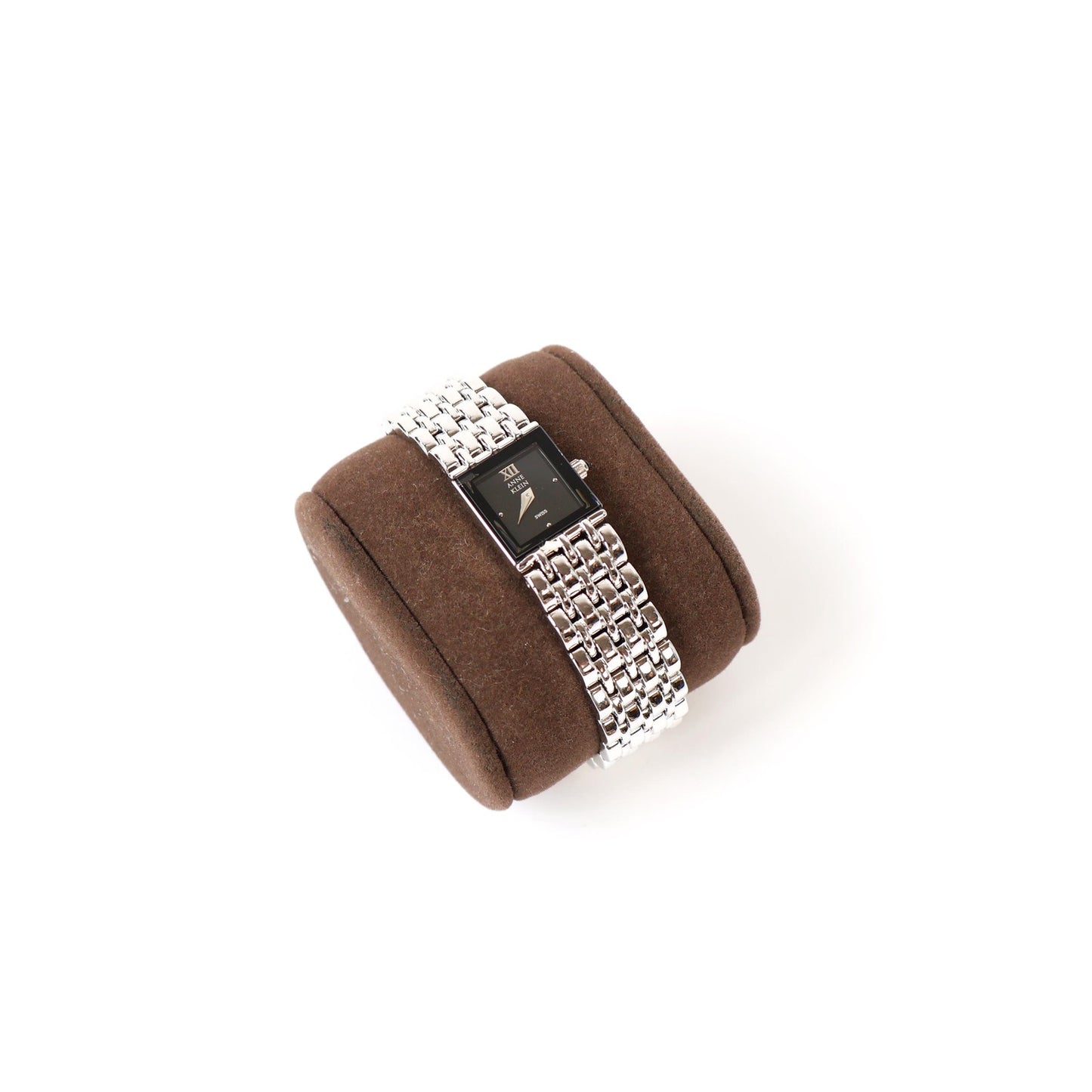 Vintage Silver Watch with Black Square Face | ANNE KLEIN