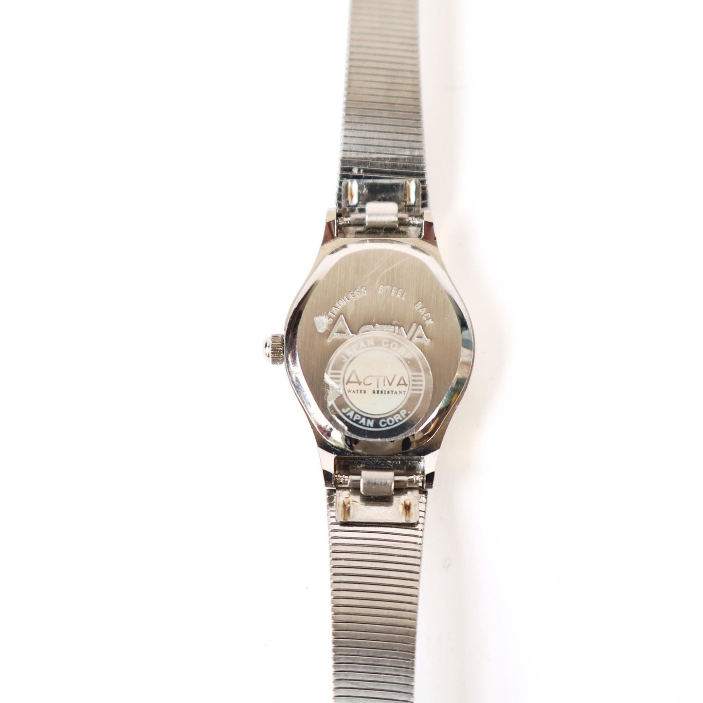 Vintage Silver Watch with Pink Round Face | ACTIVA