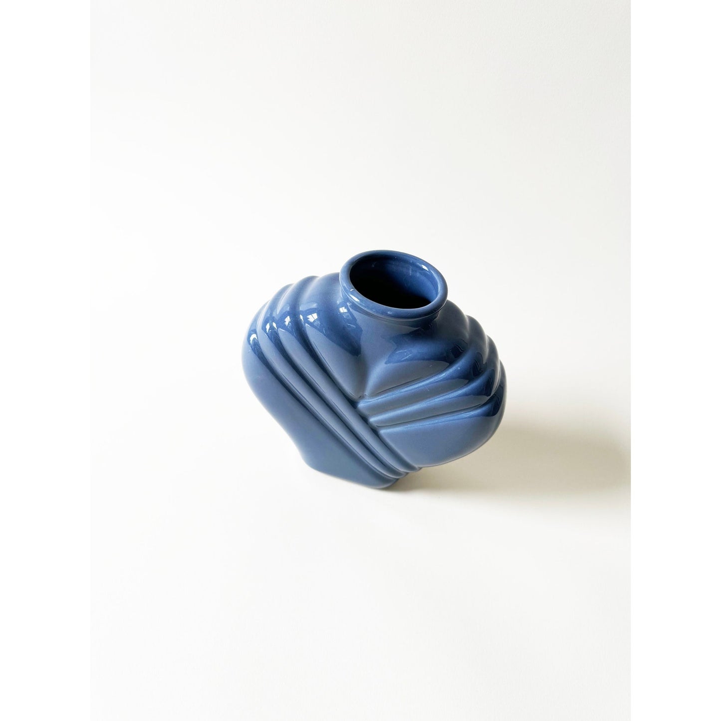 Vintage Blue Modern 80s Small Vase