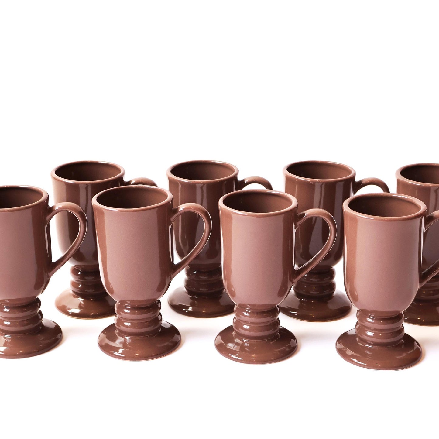Vintage Chocolate Mauve Ceramic Hot Chocolate Mug Set