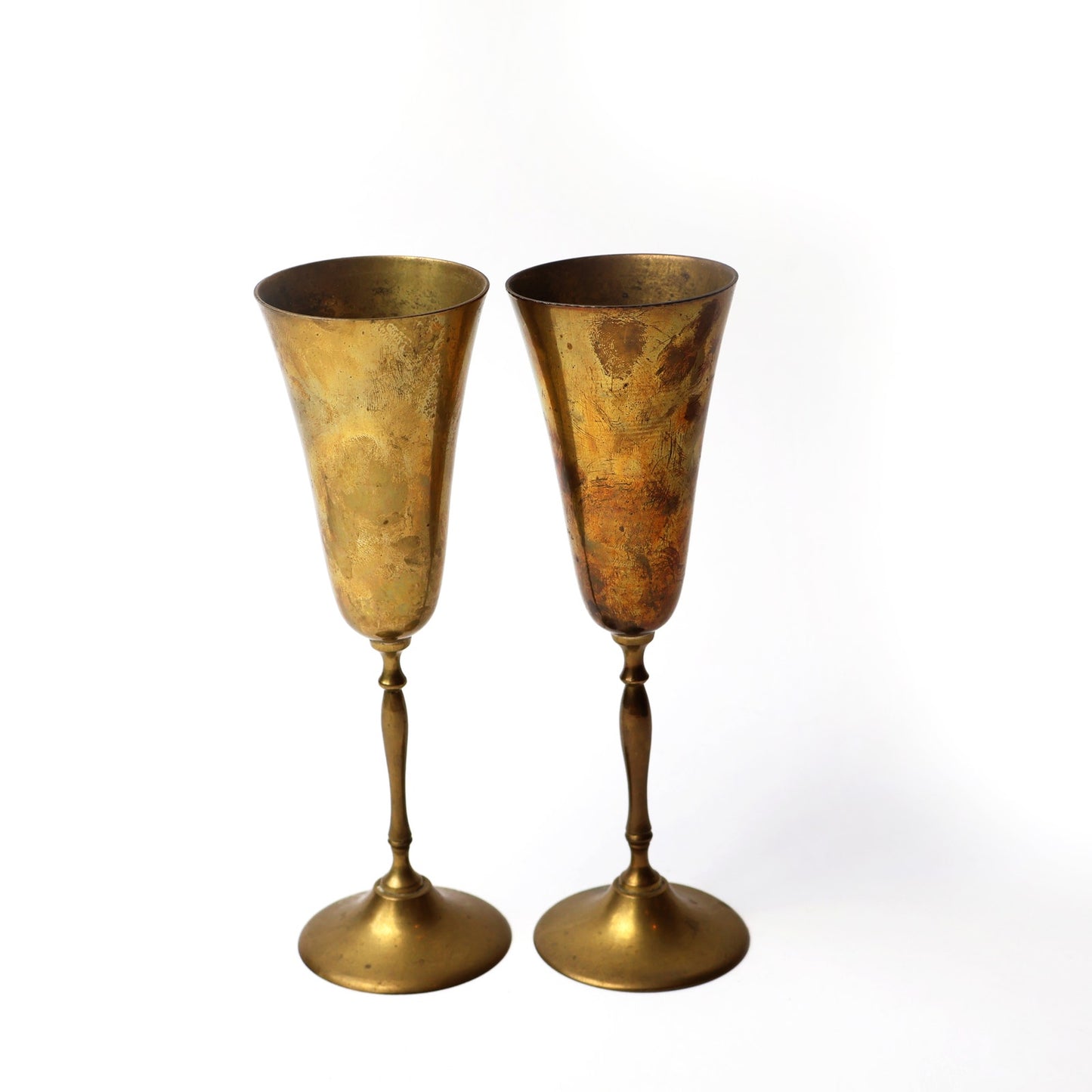 Pair of Brass Champagne Pair of Vintage Brass Glasses