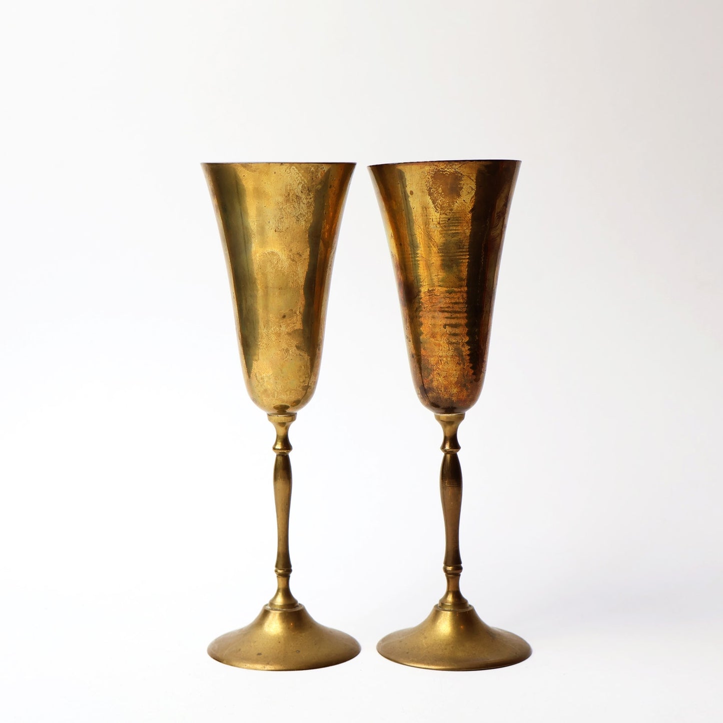 Pair of Brass Champagne Pair of Vintage Brass Glasses