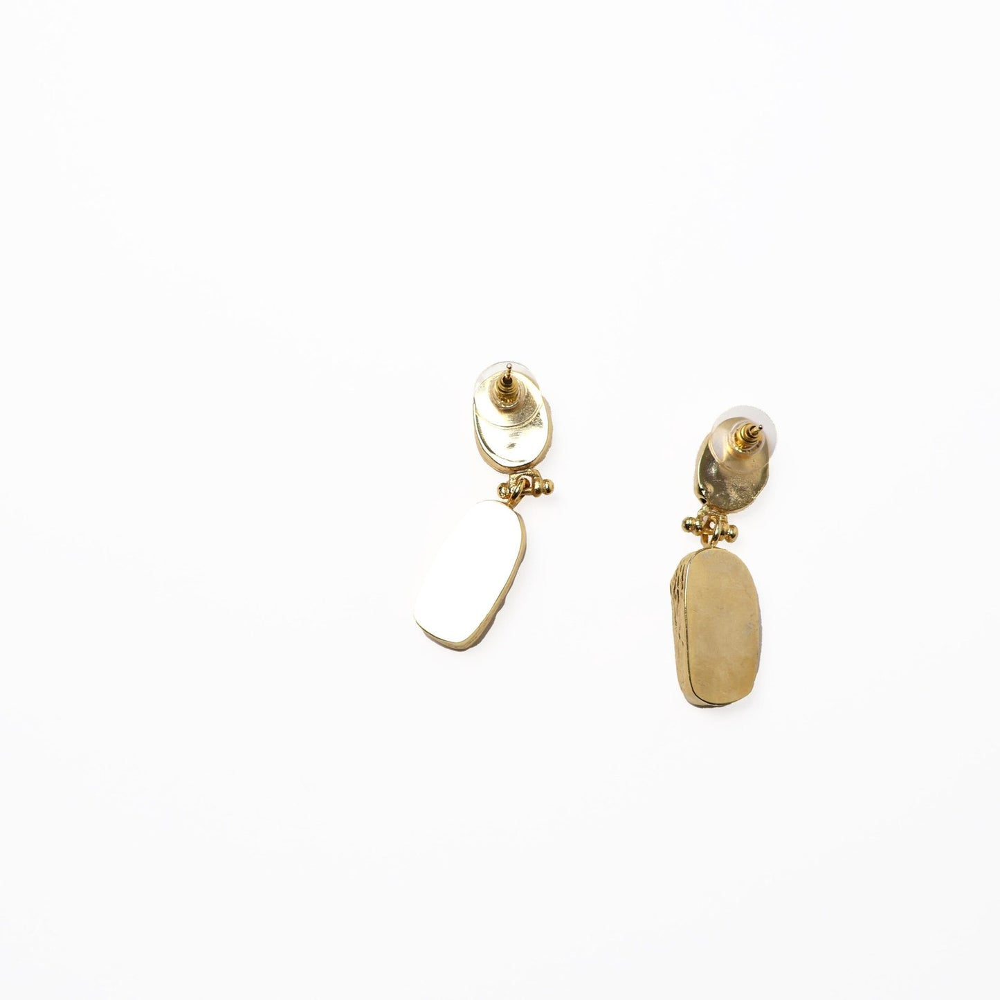 Eclectic Inventory Gold Toned Natural Stone Drop Earrings | Agate and Baroque Pearl Style