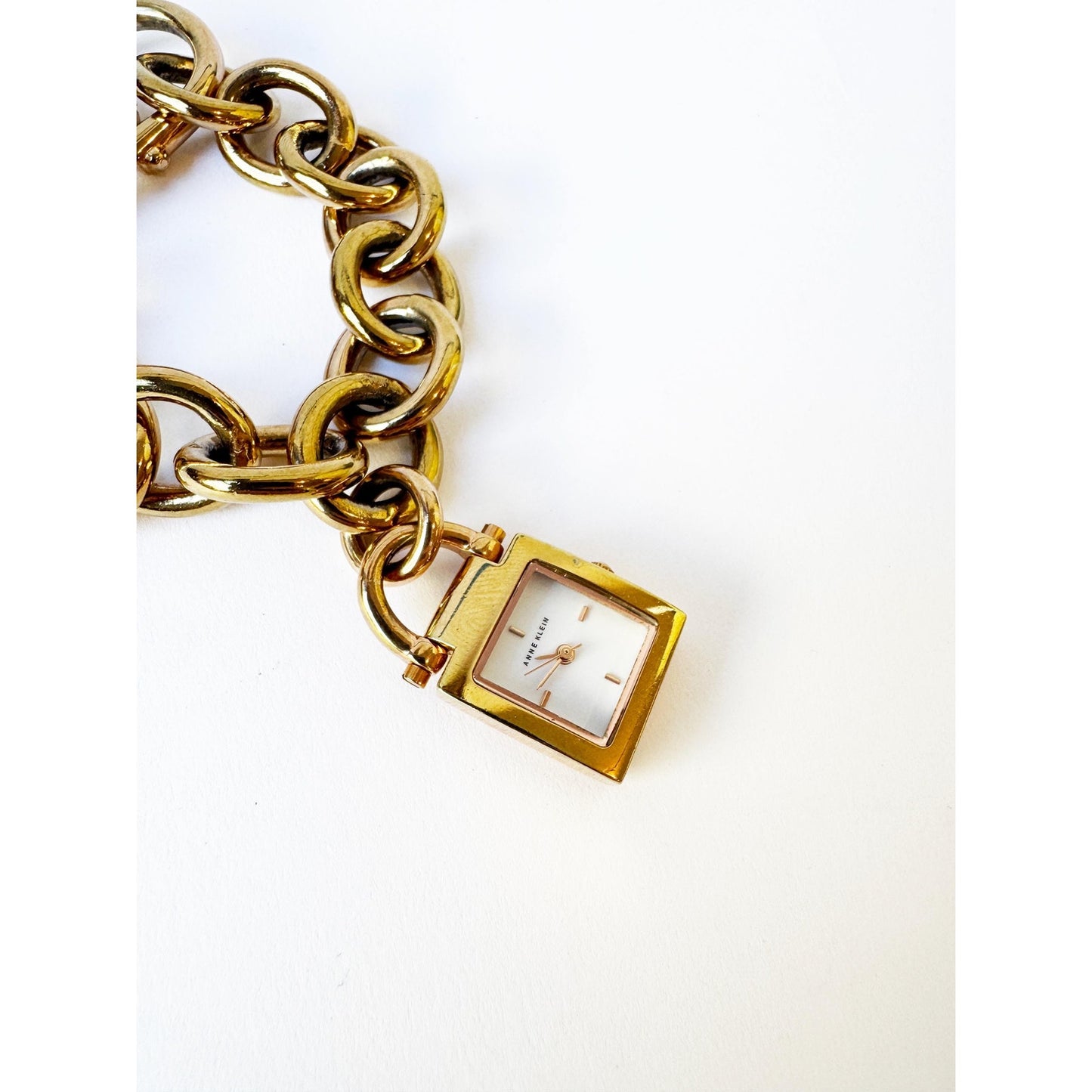 Vintage Gold Charm Square Bracelet Watch | ANNE KLEIN