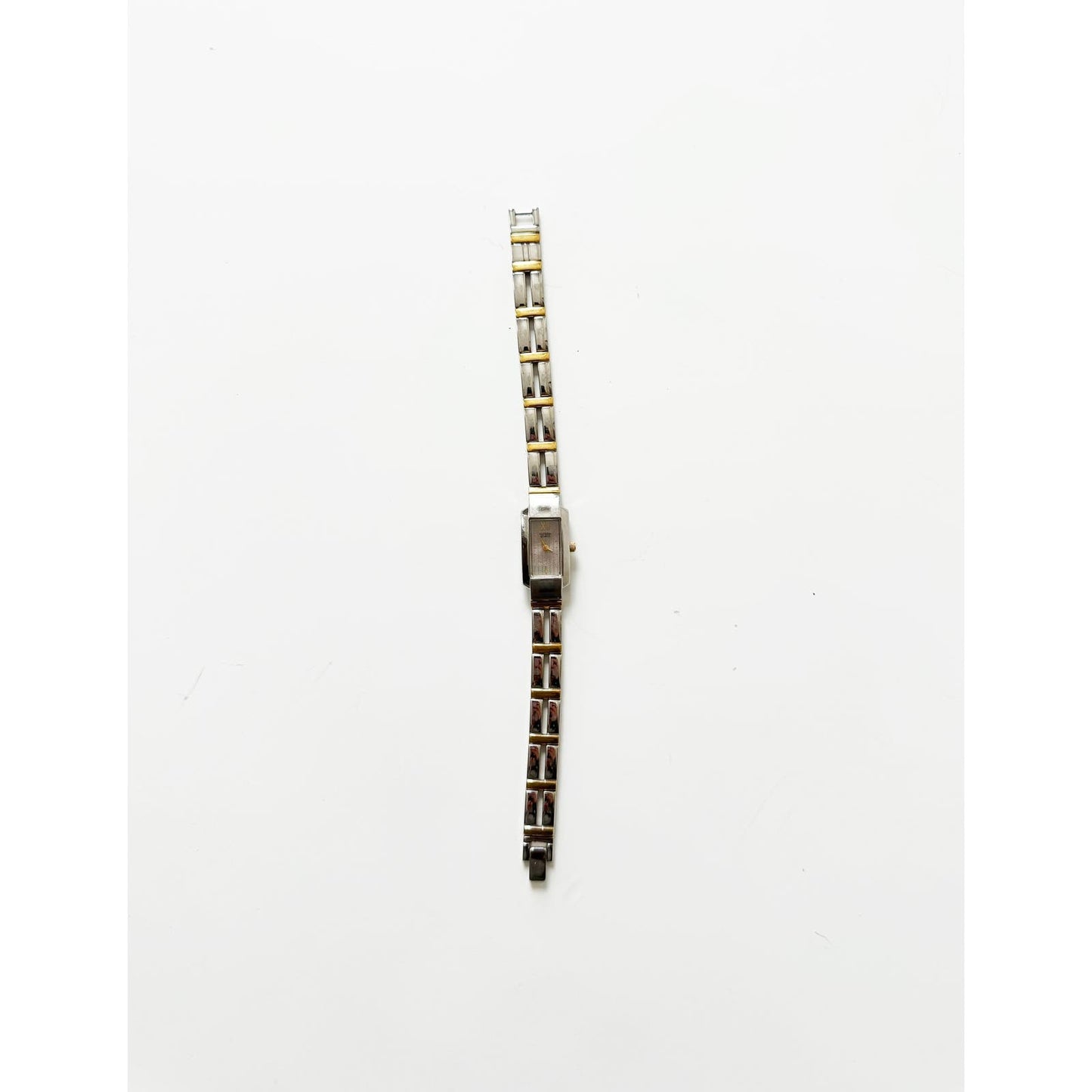 Vintage Two Tone Watch with Rectangular Face