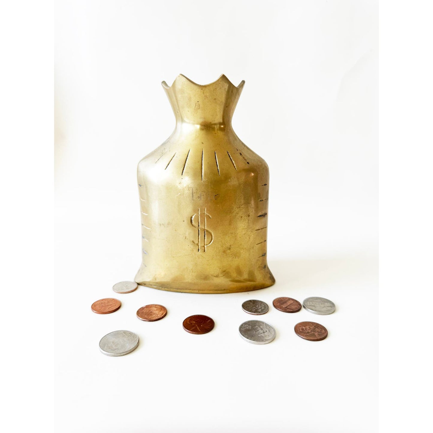 Vintage Solid Brass Coin Bag