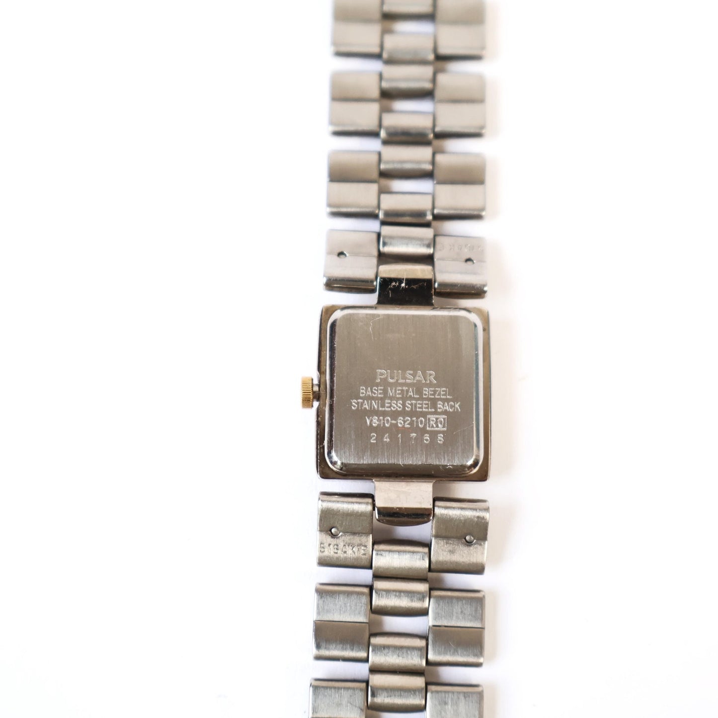 Vintage Silver Watch with Black Square Face | PULSAR