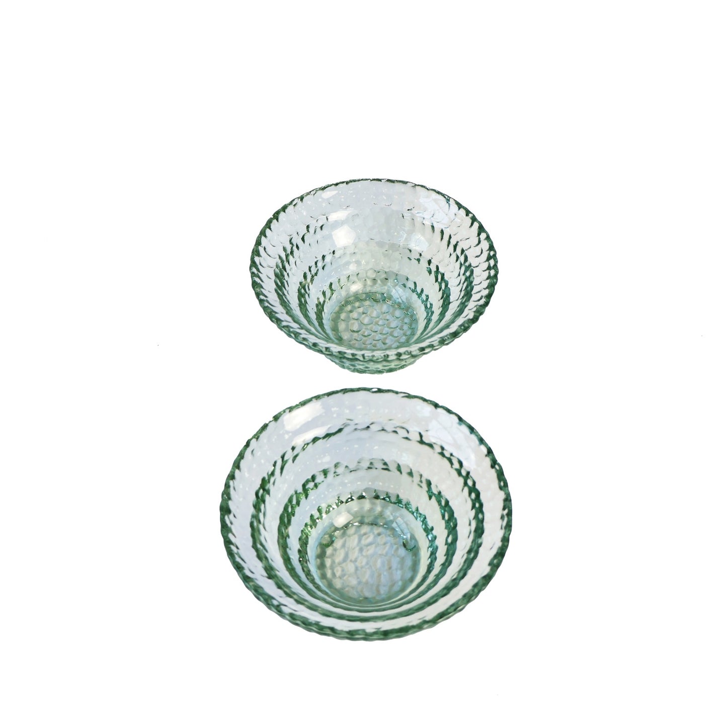 Vintage Textural Aqua Glass Bowls - Set of Two