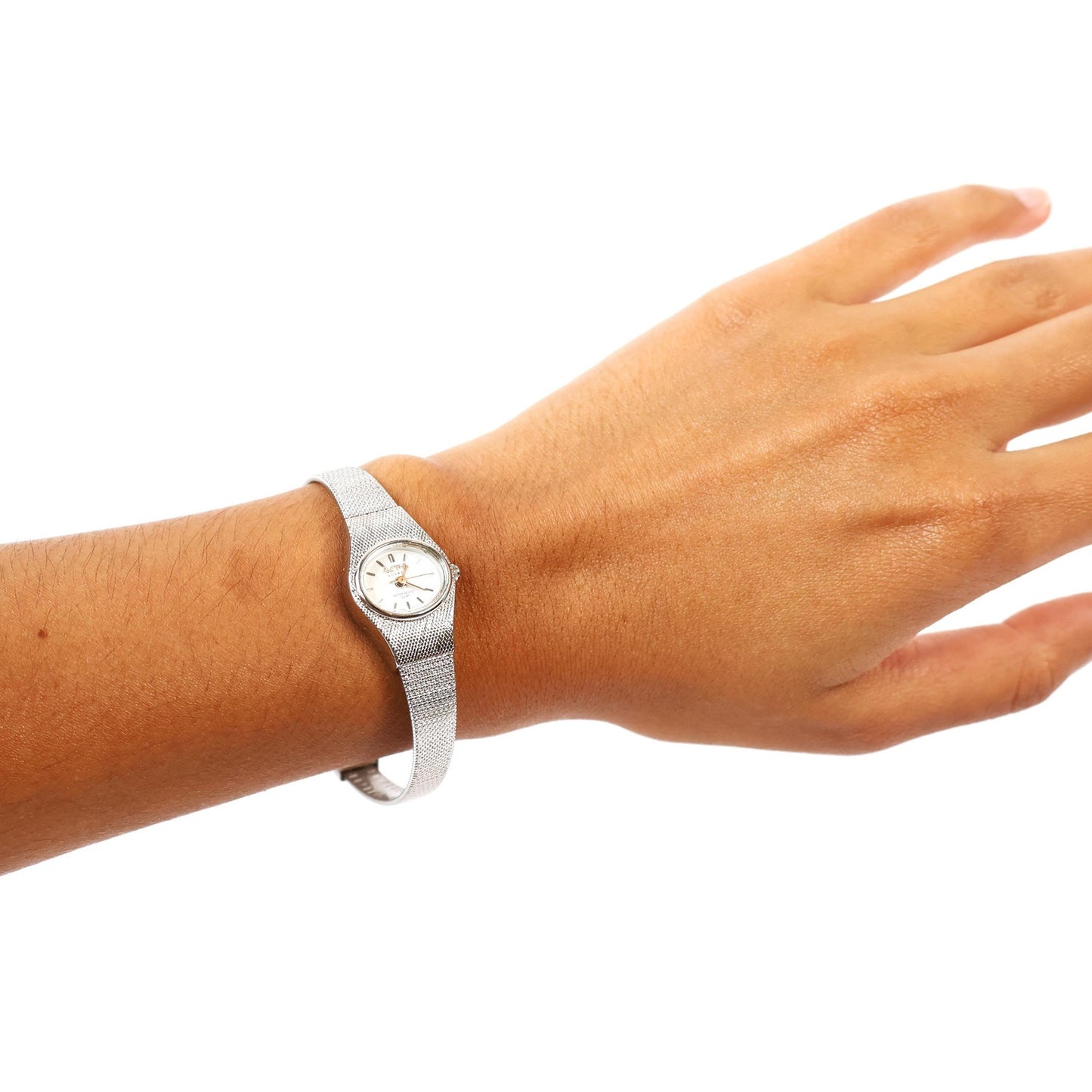 Vintage Silver Watch with White Round Face | ACTIVA