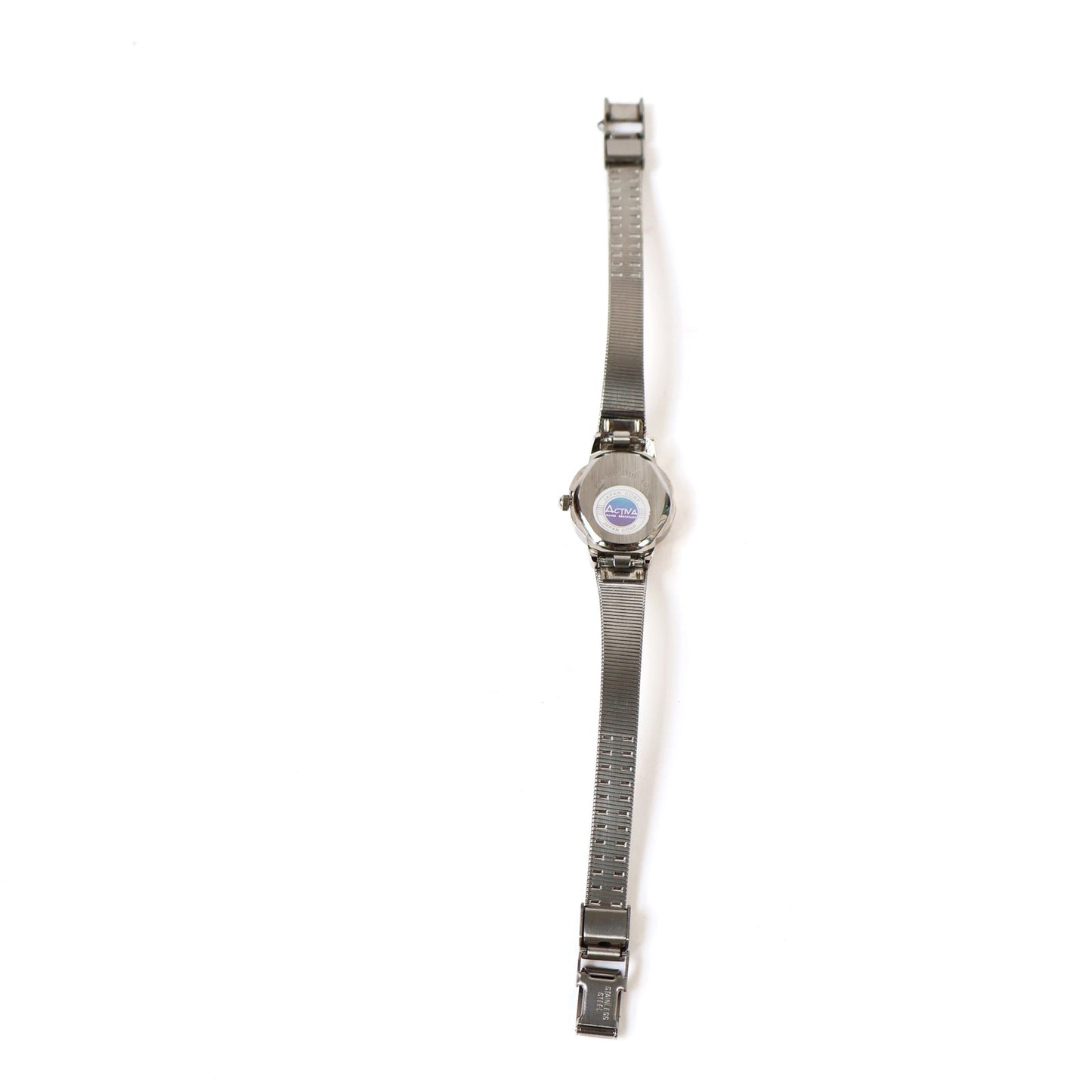 Vintage Silver Watch with Black Round Face | ACTIVA