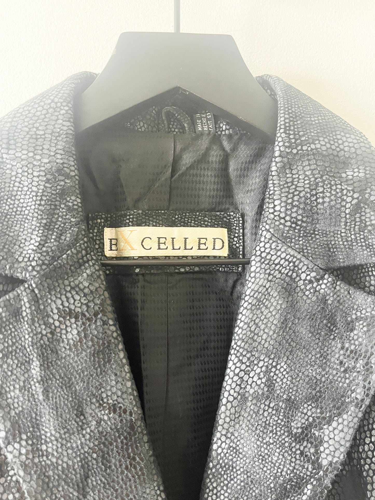 Vintage 90's Leather Black Snake Print Jacket Blazer