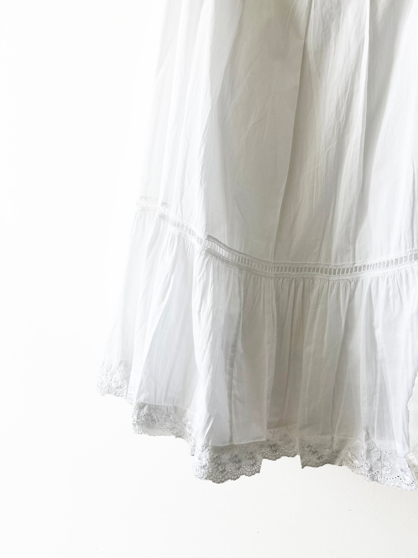 Vintage Boho White Tiered Lace Skirt