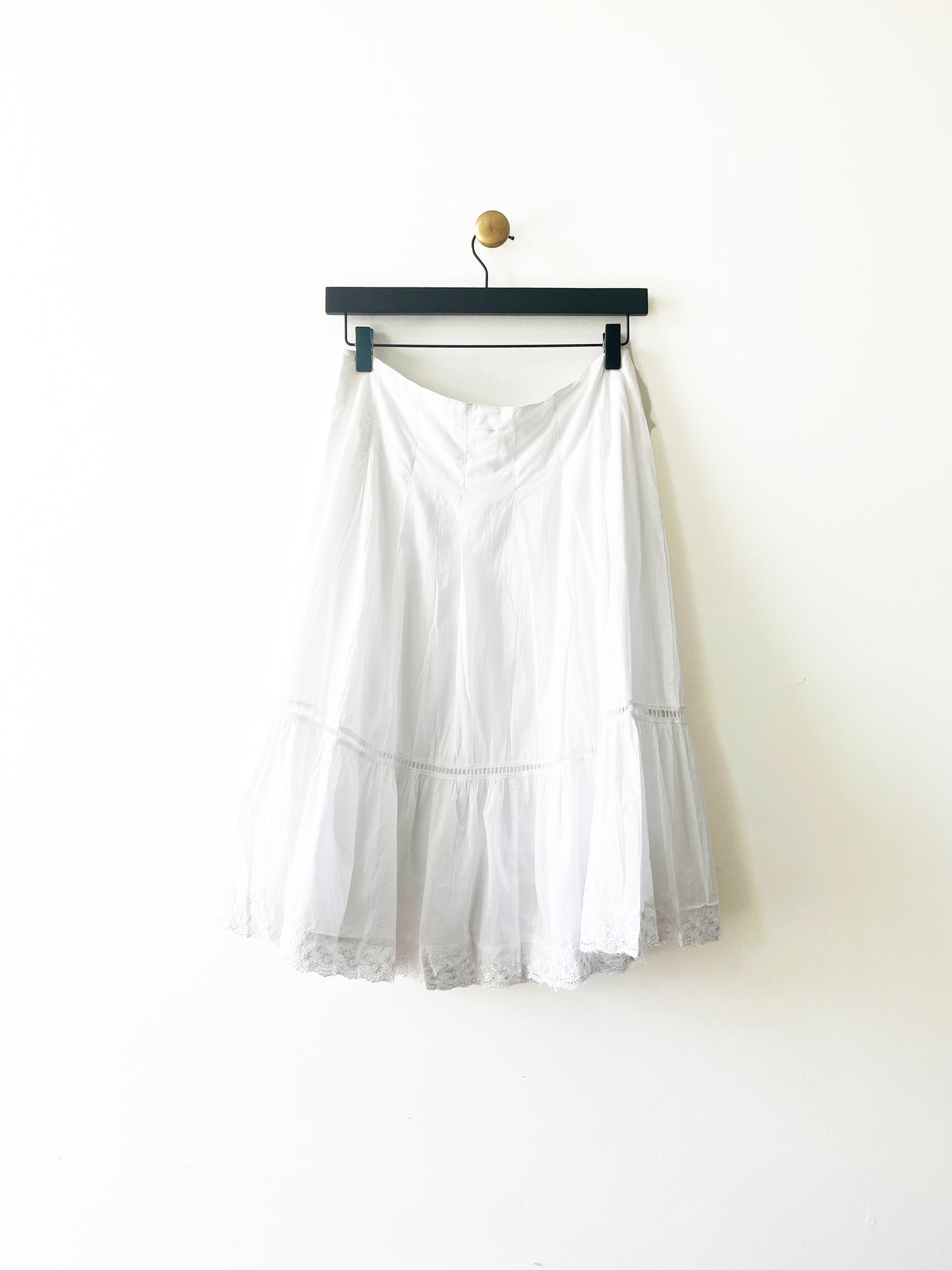 Vintage Boho White Tiered Lace Skirt