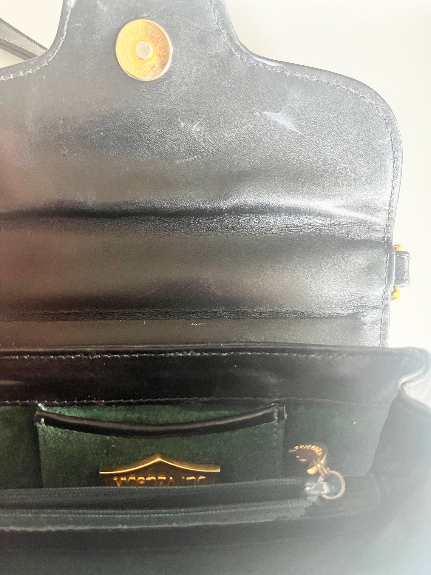 Vintage Vicenza Inc 1993 Black Leather Crossbody with Moon RARE