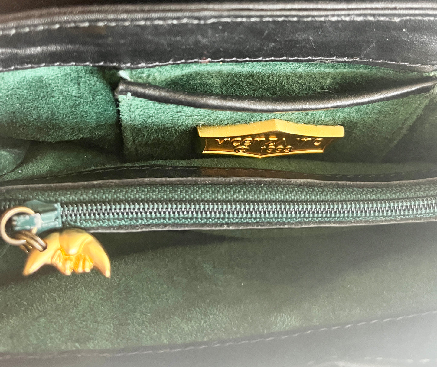 Vintage Vicenza Inc 1993 Black Leather Crossbody with Moon RARE