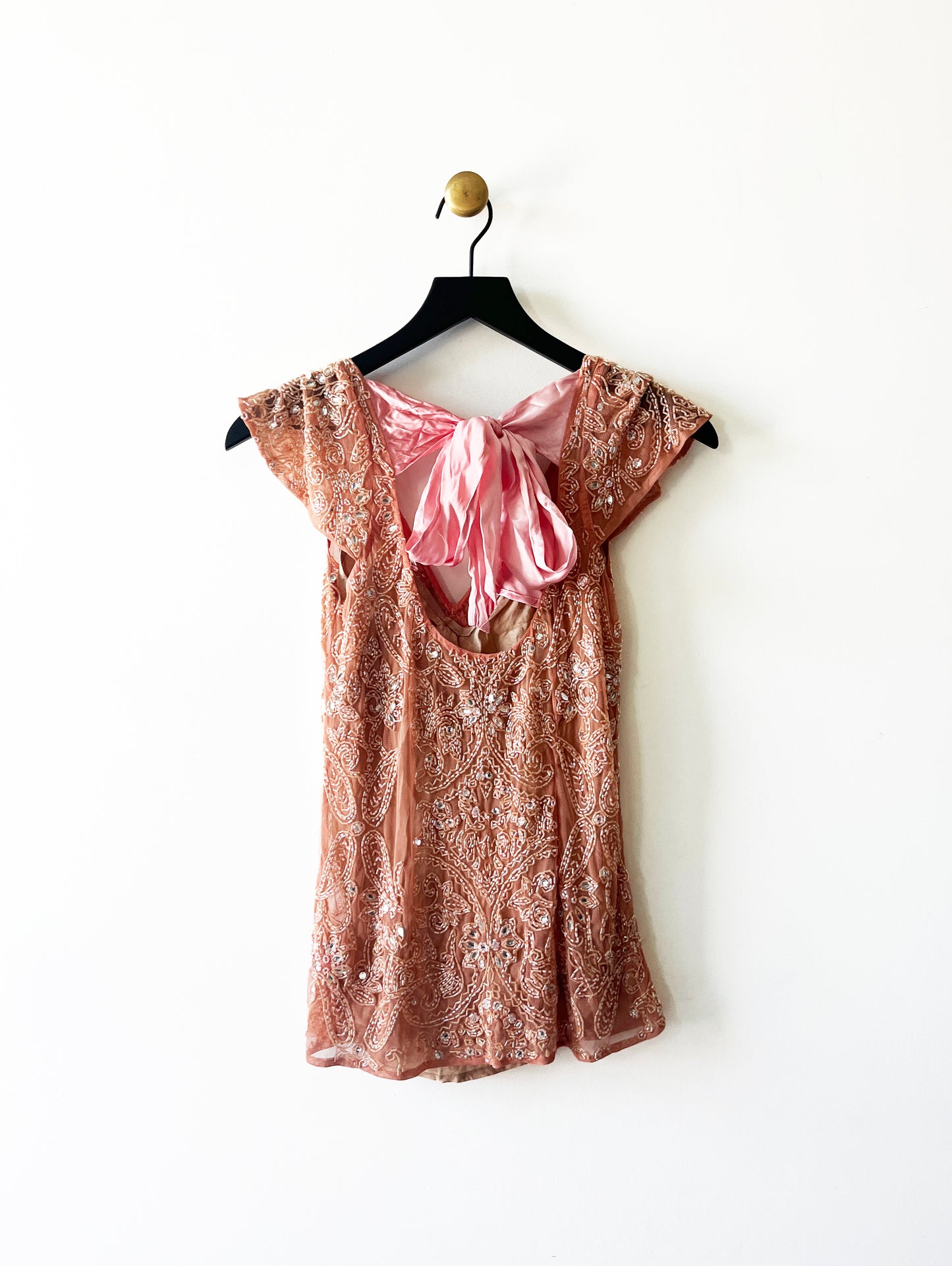 Vintage 90s Pink Beaded Boho Fairy Top