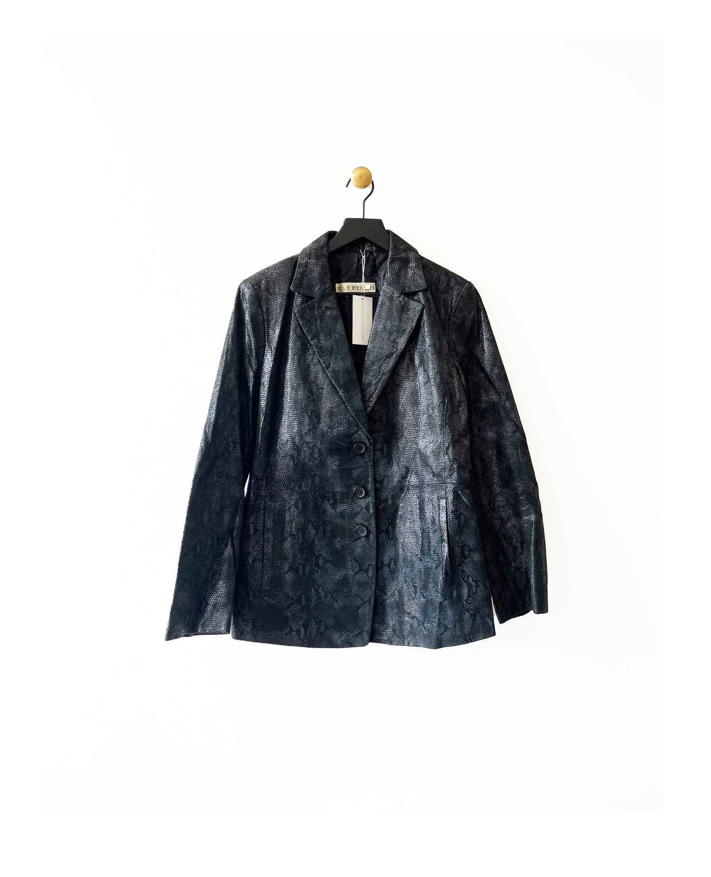 Vintage 90's Leather Black Snake Print Jacket Blazer