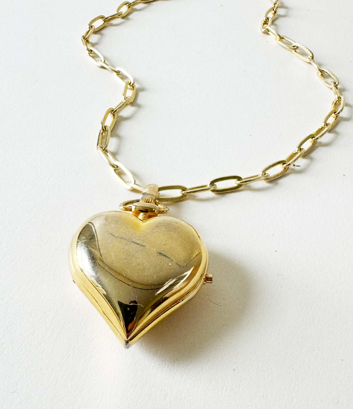 Watch Large Heart Necklace | 925 Gold Vermeil Chain