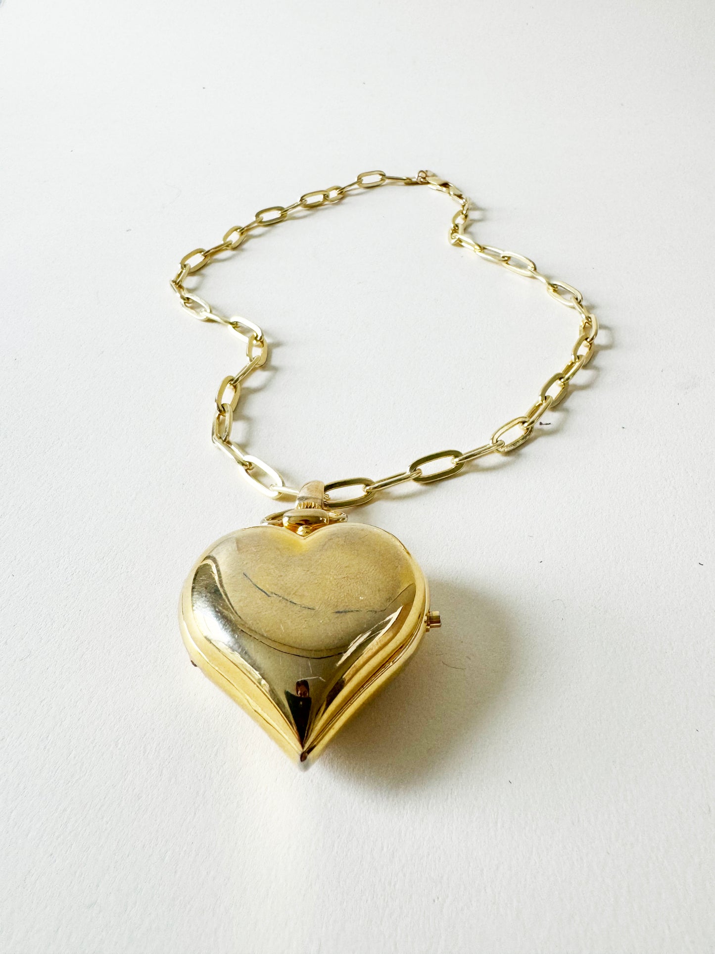 Watch Large Heart Necklace | 925 Gold Vermeil Chain