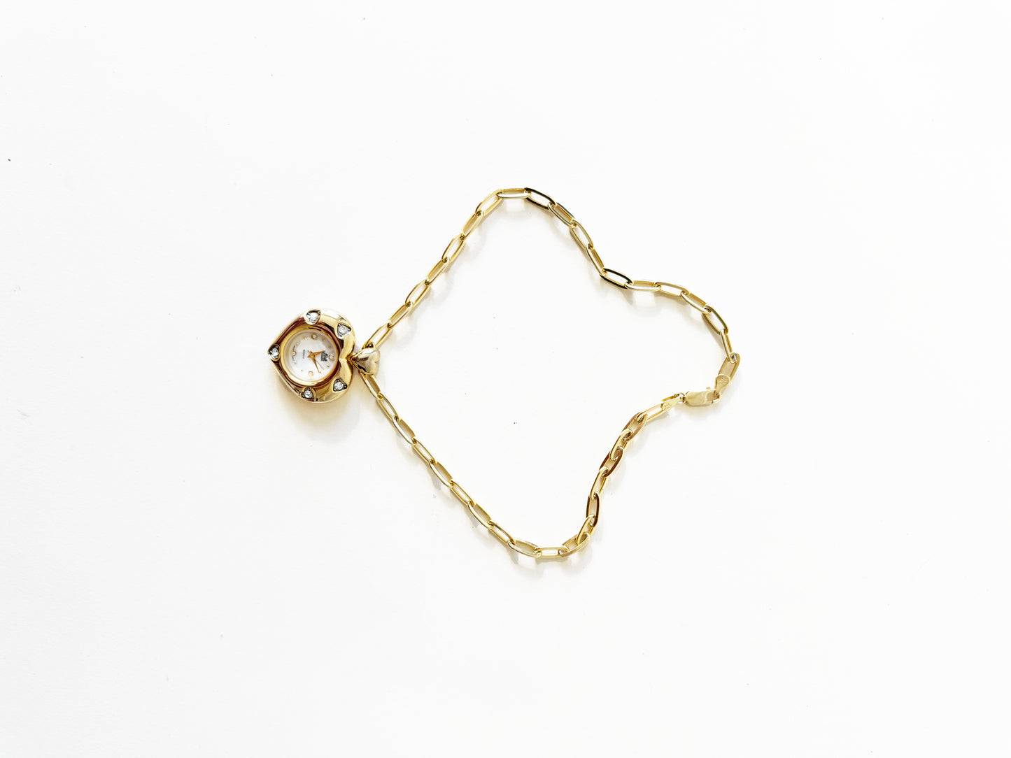 Watch Large Sparkly Heart Necklace | 925 Gold Vermeil Chain