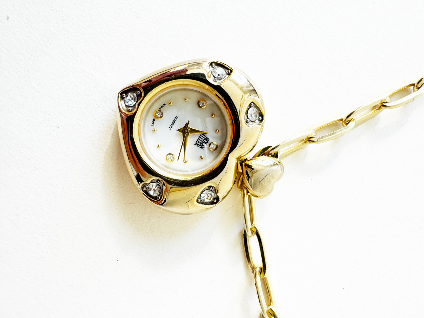 Watch Large Sparkly Heart Necklace | 925 Gold Vermeil Chain