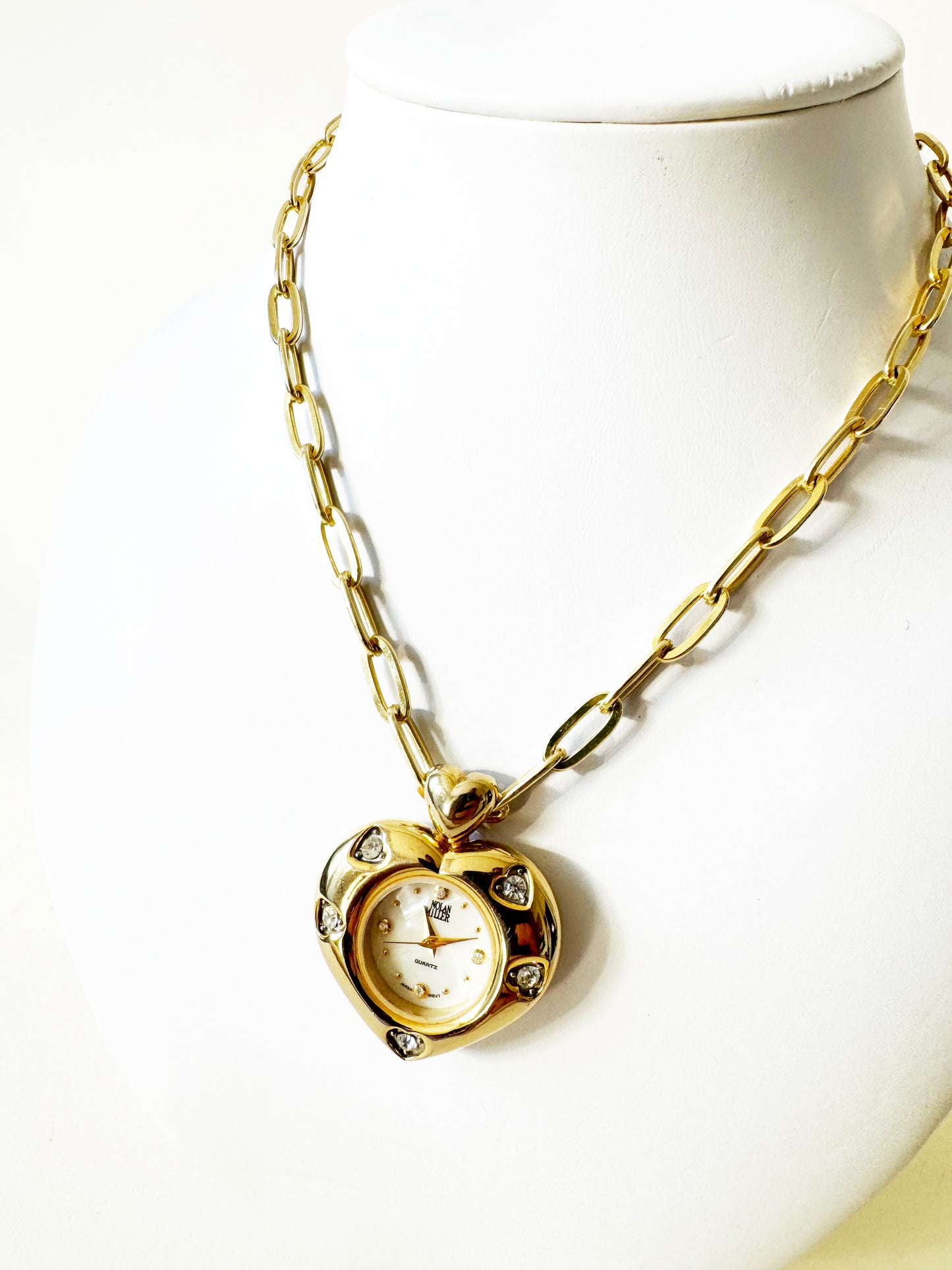 Watch Large Sparkly Heart Necklace | 925 Gold Vermeil Chain