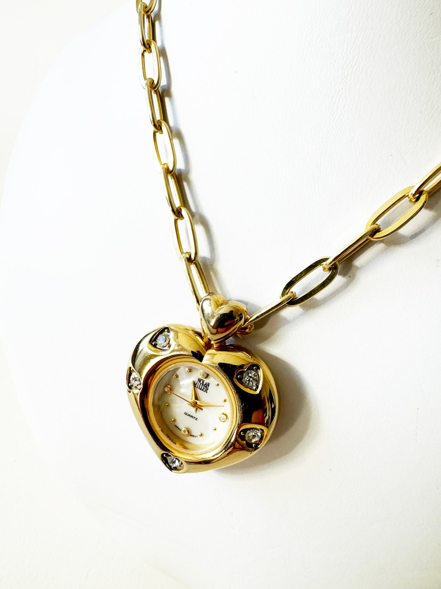 Watch Large Sparkly Heart Necklace | 925 Gold Vermeil Chain