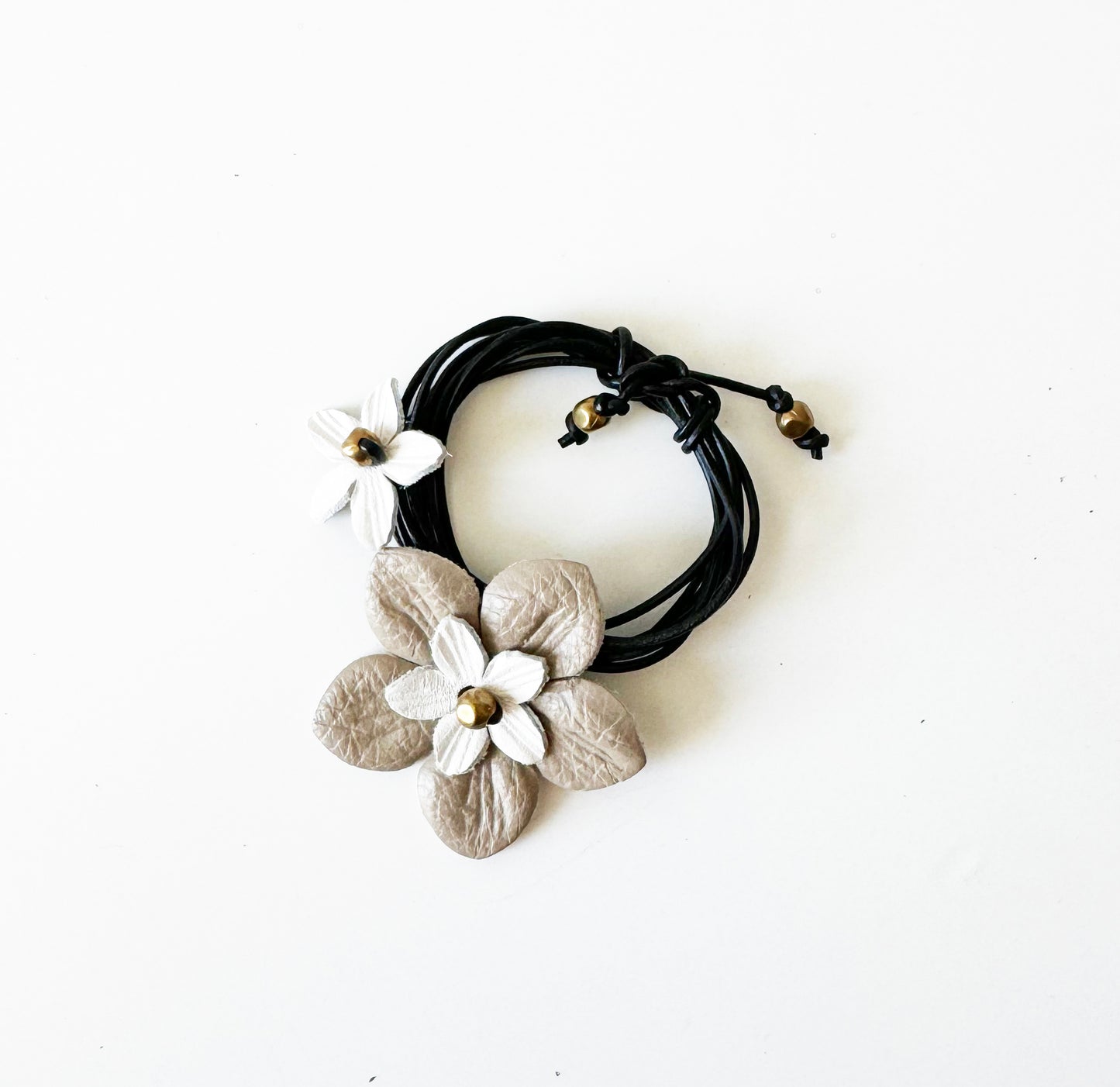 Handmade Leather Flower Choker Wrap Necklace or Bracelet