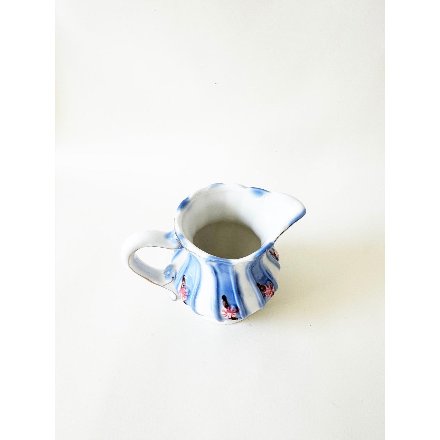 Vintage Mini Blue and White Flower Cream Pitcher
