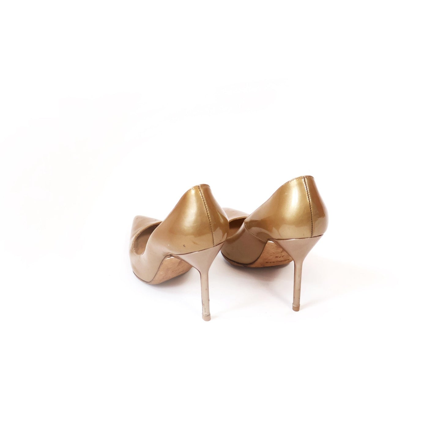 Vintage Gold Tone Patent Leather Manolo Blahnik Heels | EU 37 1/2