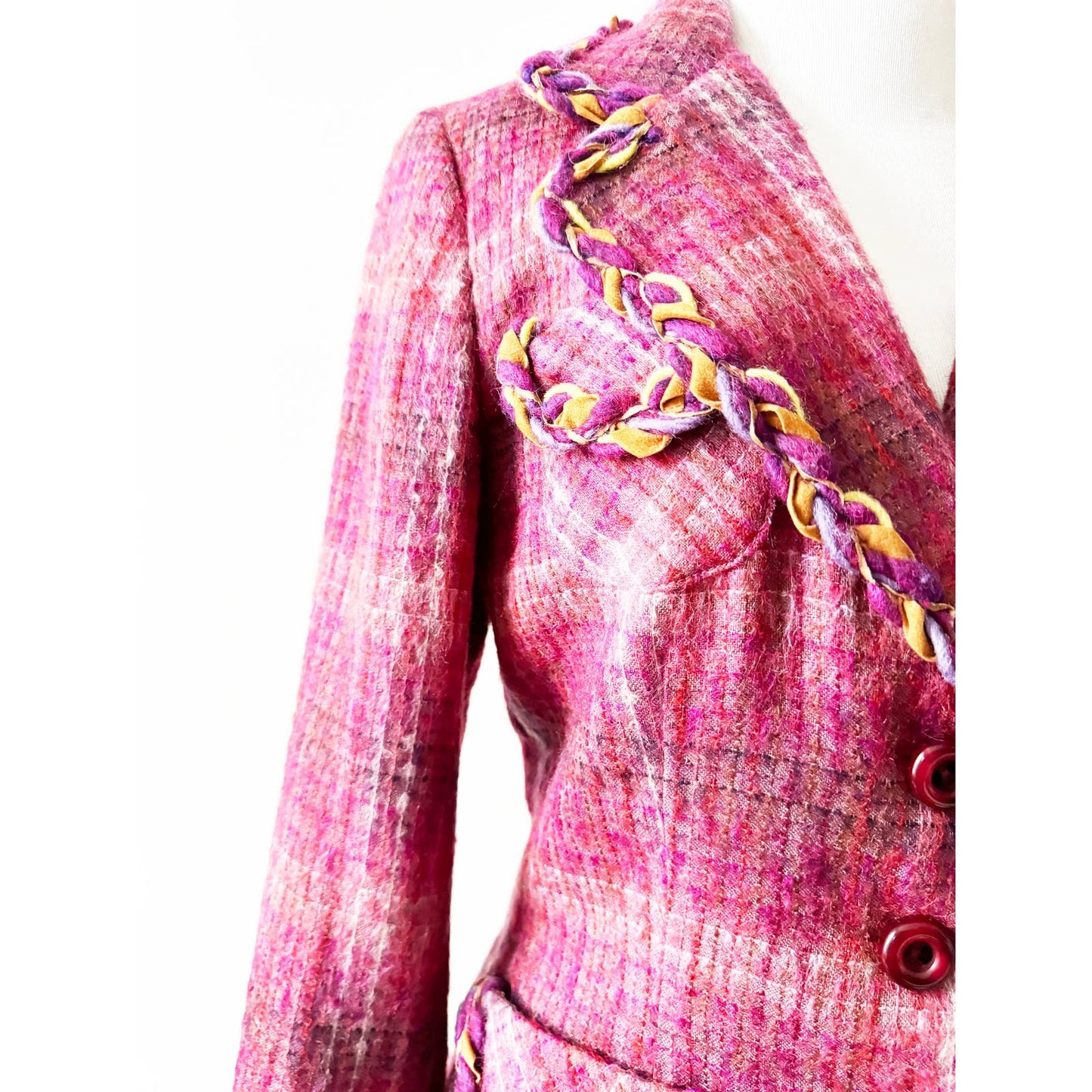 Y2k ANNA SUI Pink Wool and Mohair Blazer | Size US 8